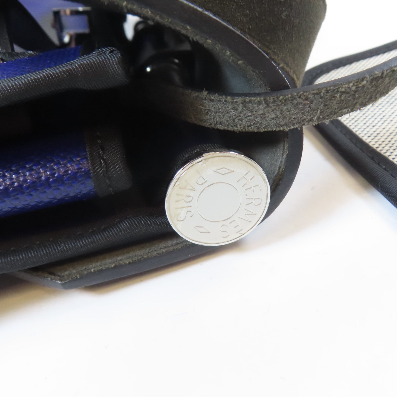HERMES 塗層帆布Herbag MM銀扣手挽肩背兩用袋紫色/黑色