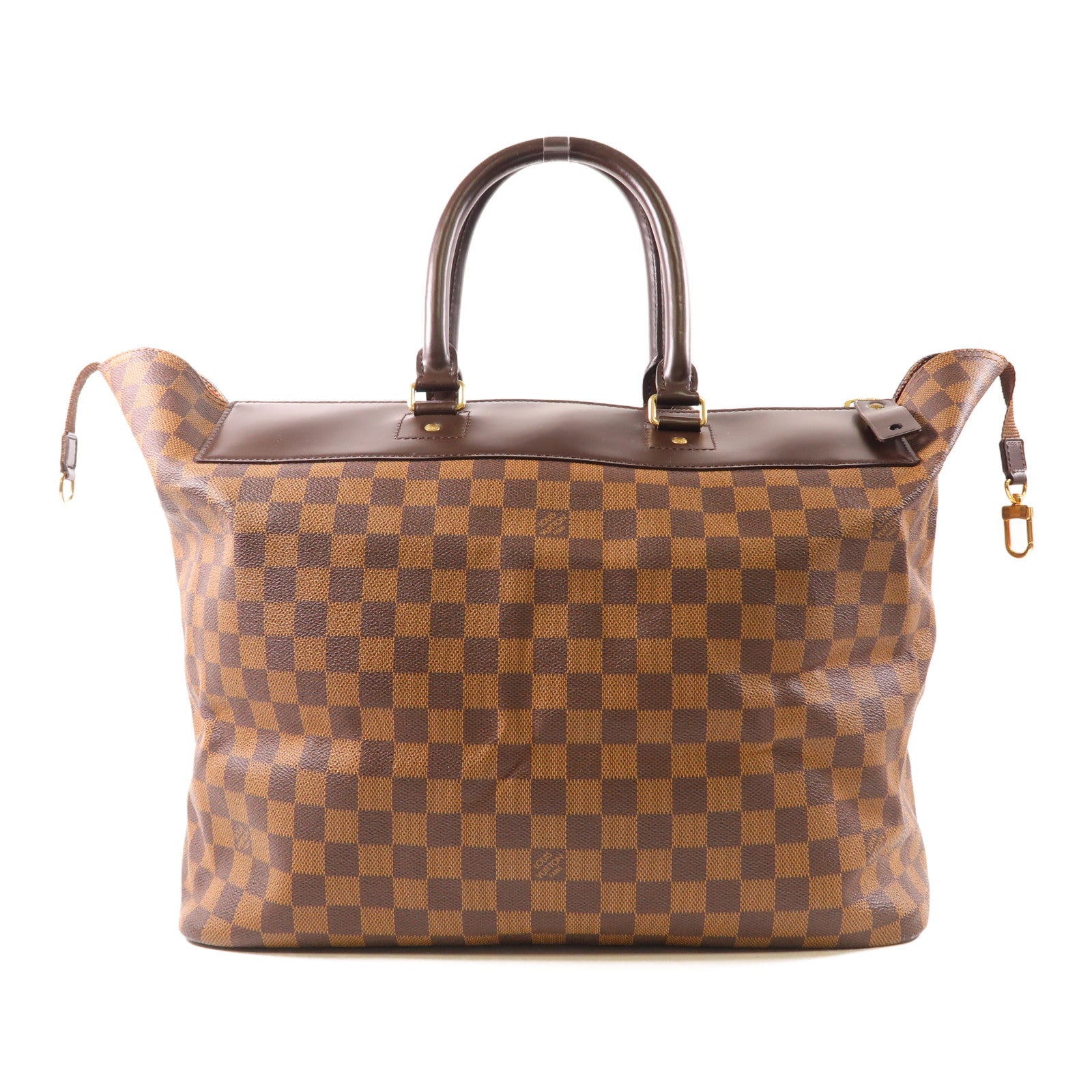 LOUIS VUITTON Damier Greenwich PM金扣手挽袋