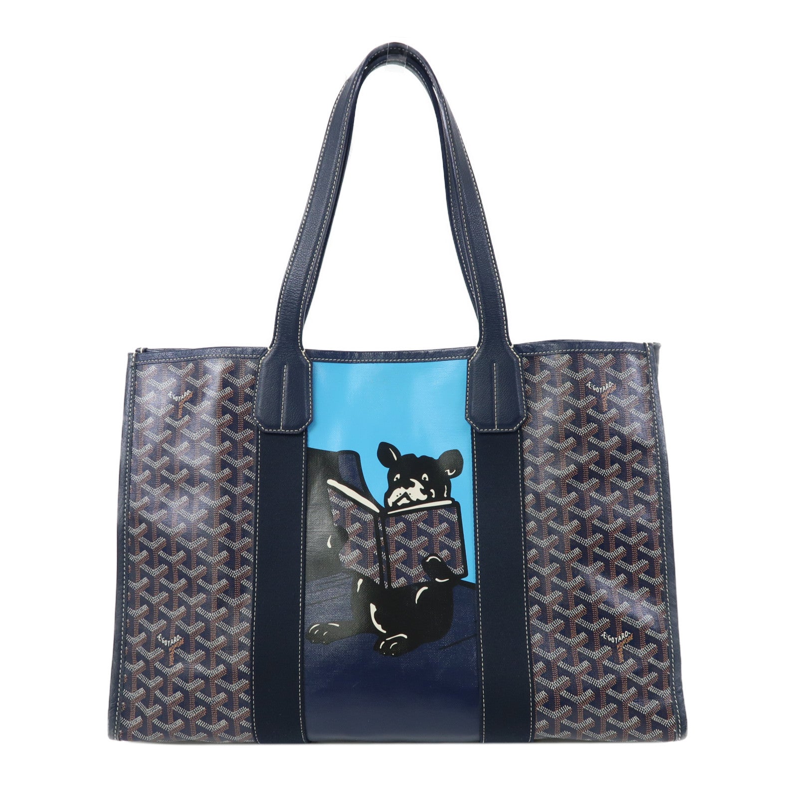 GOYARD 塗層帆布/皮革Villette肩背袋藍色