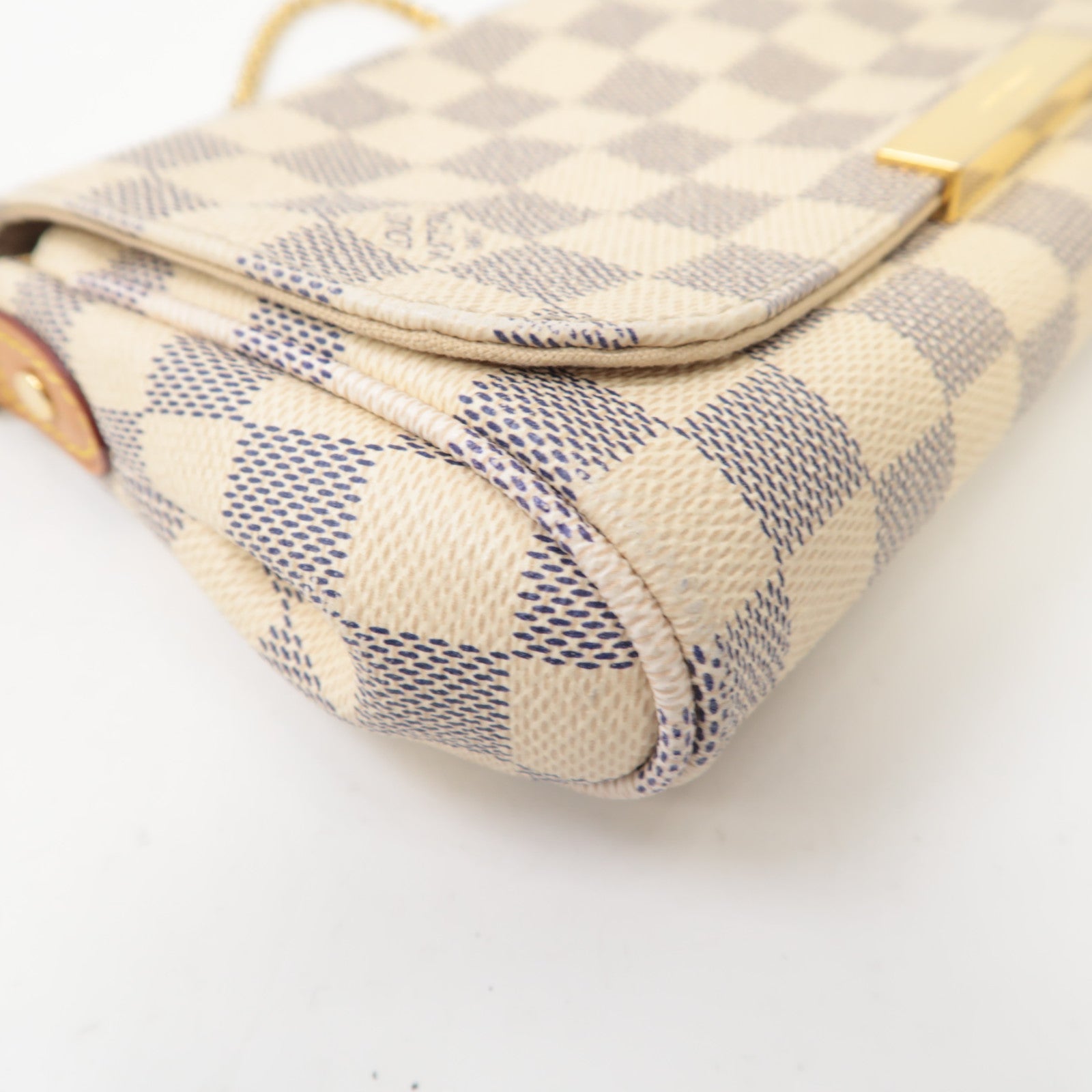 LOUIS VUITTON Damier Azur Favorite PM金扣肩背袋白色