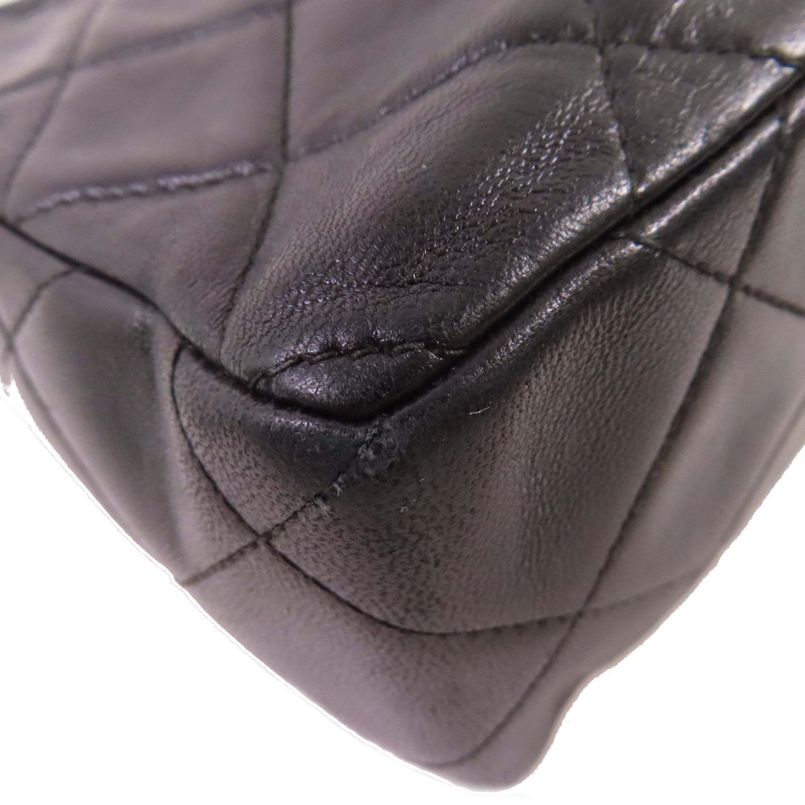 CHANEL 菱格羊皮皮革Vintage Shoulder Bag金扣肩背袋黑色