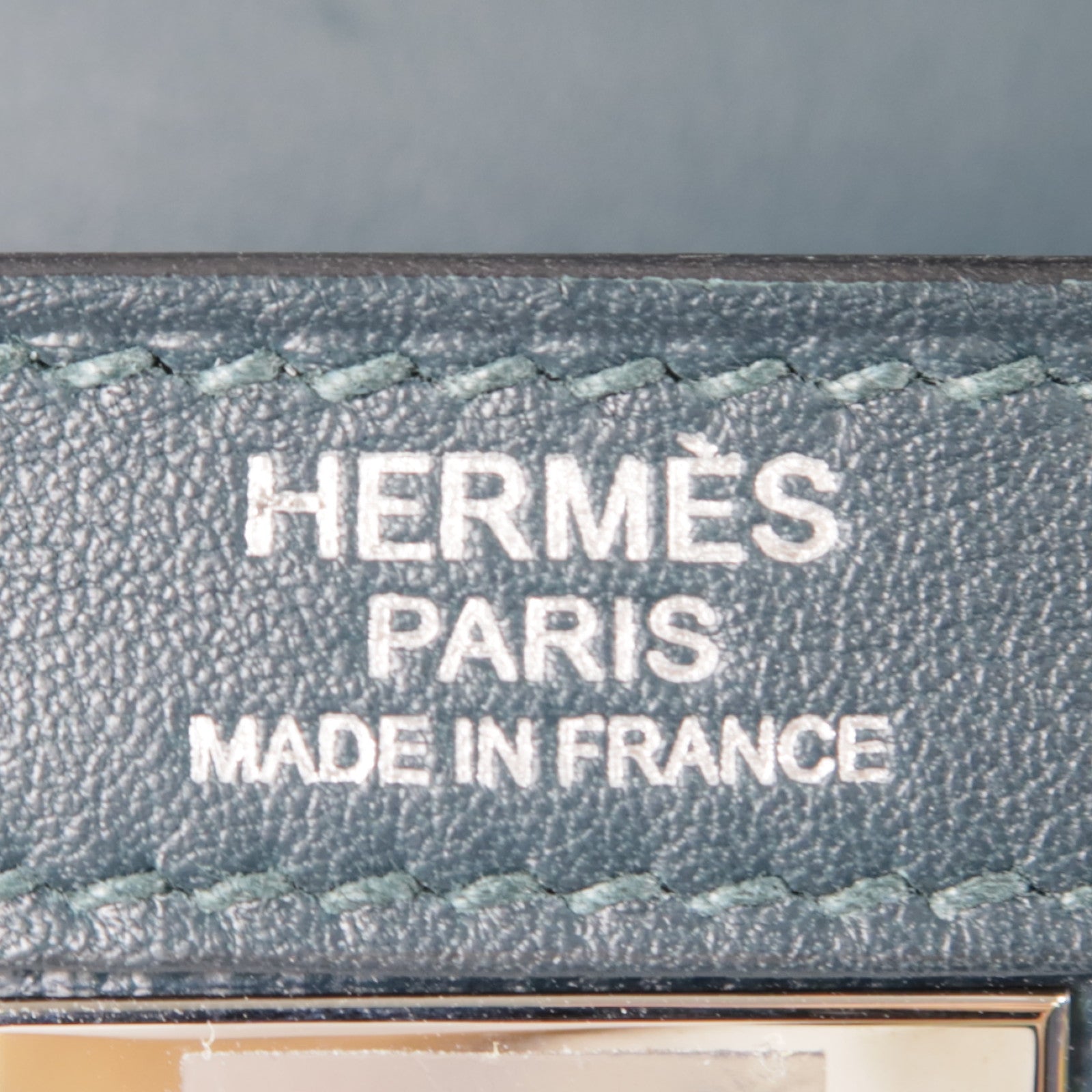 HERMES Swift皮革/Toile Berline Kelly 32銀扣手挽肩背兩用袋Vert Cypres綠色