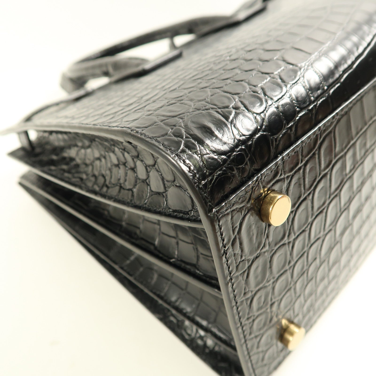 YVES SAINT LAURENT 鱷魚皮革Sac De Jour金扣手挽肩背兩用袋