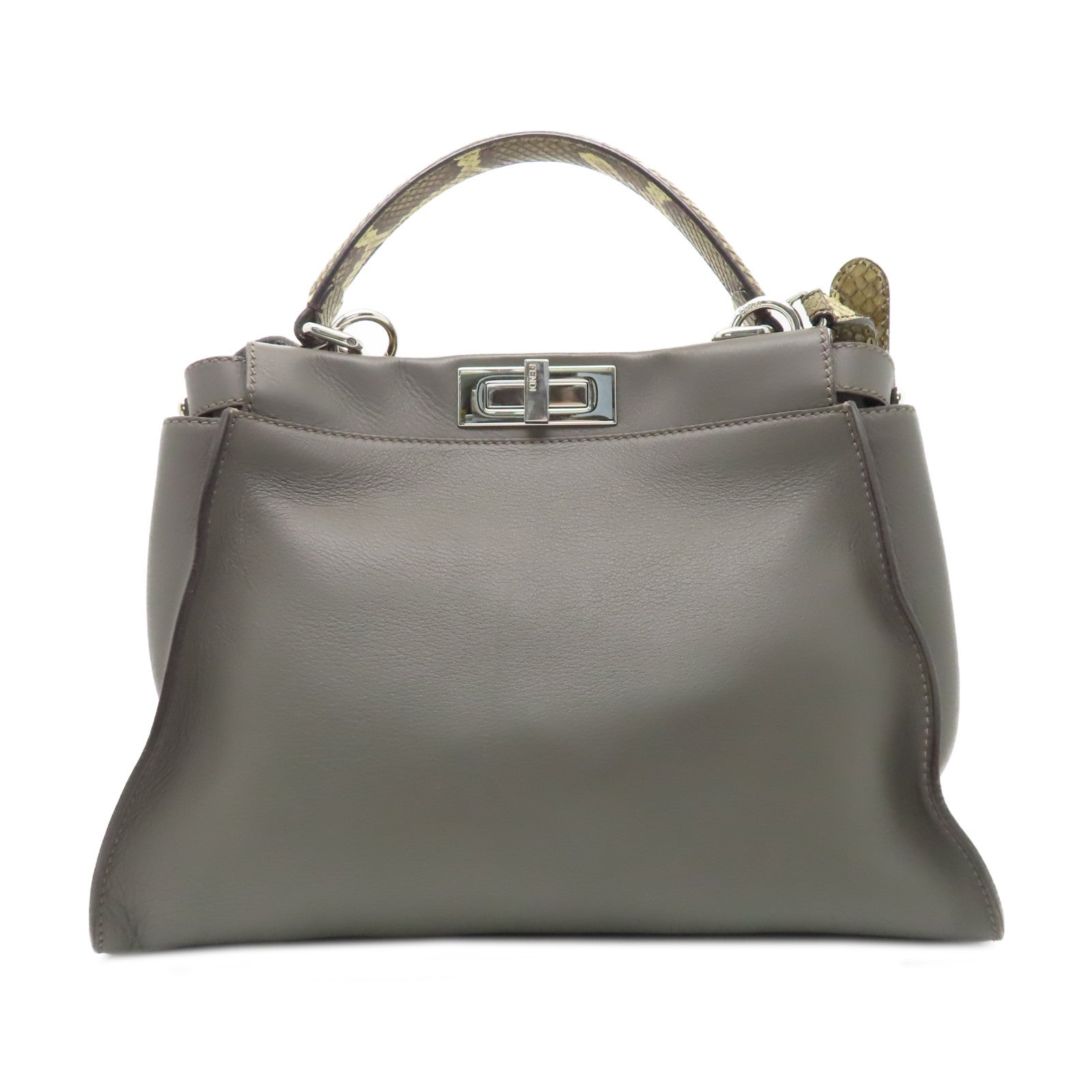 FENDI 【激減優惠】蛇皮皮革/牛皮皮革PeekBoo銀扣手挽肩背兩用袋