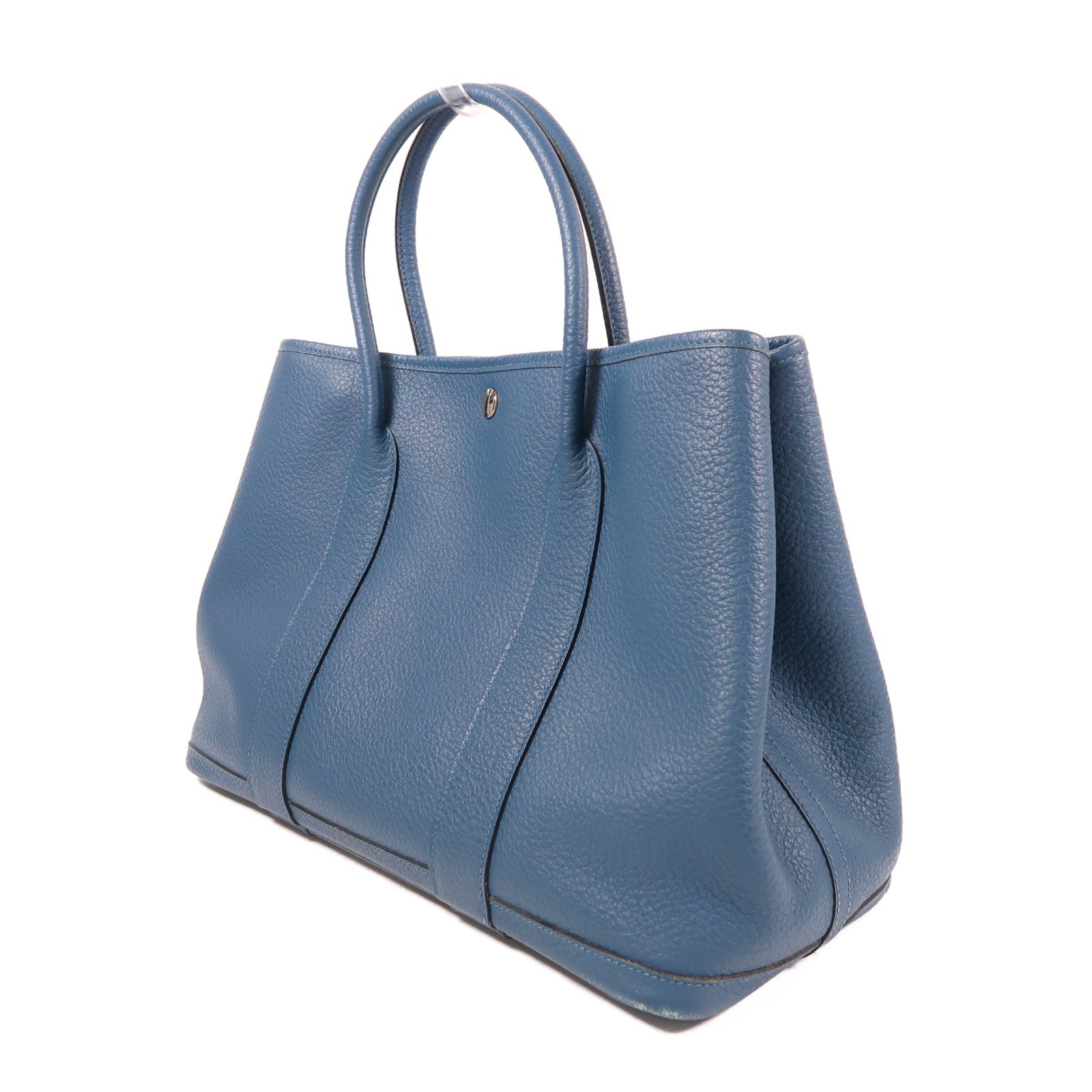 HERMES Negonda皮革Garden Party PM銀手挽袋扣Bleu Agate