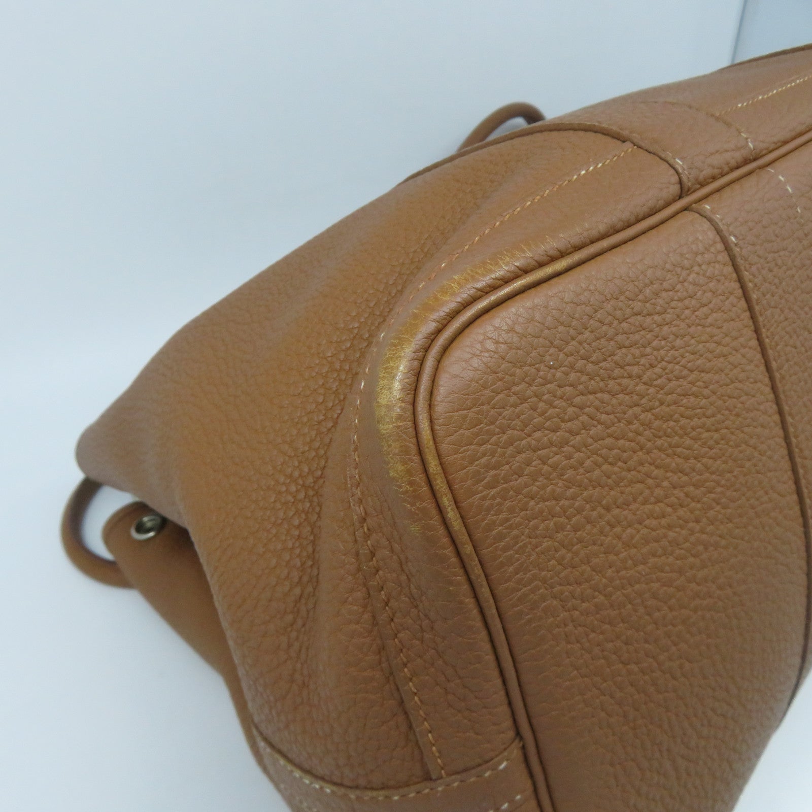 HERMES **【激減優惠】Clemence皮革Garden Party PM銀扣手挽袋啡色