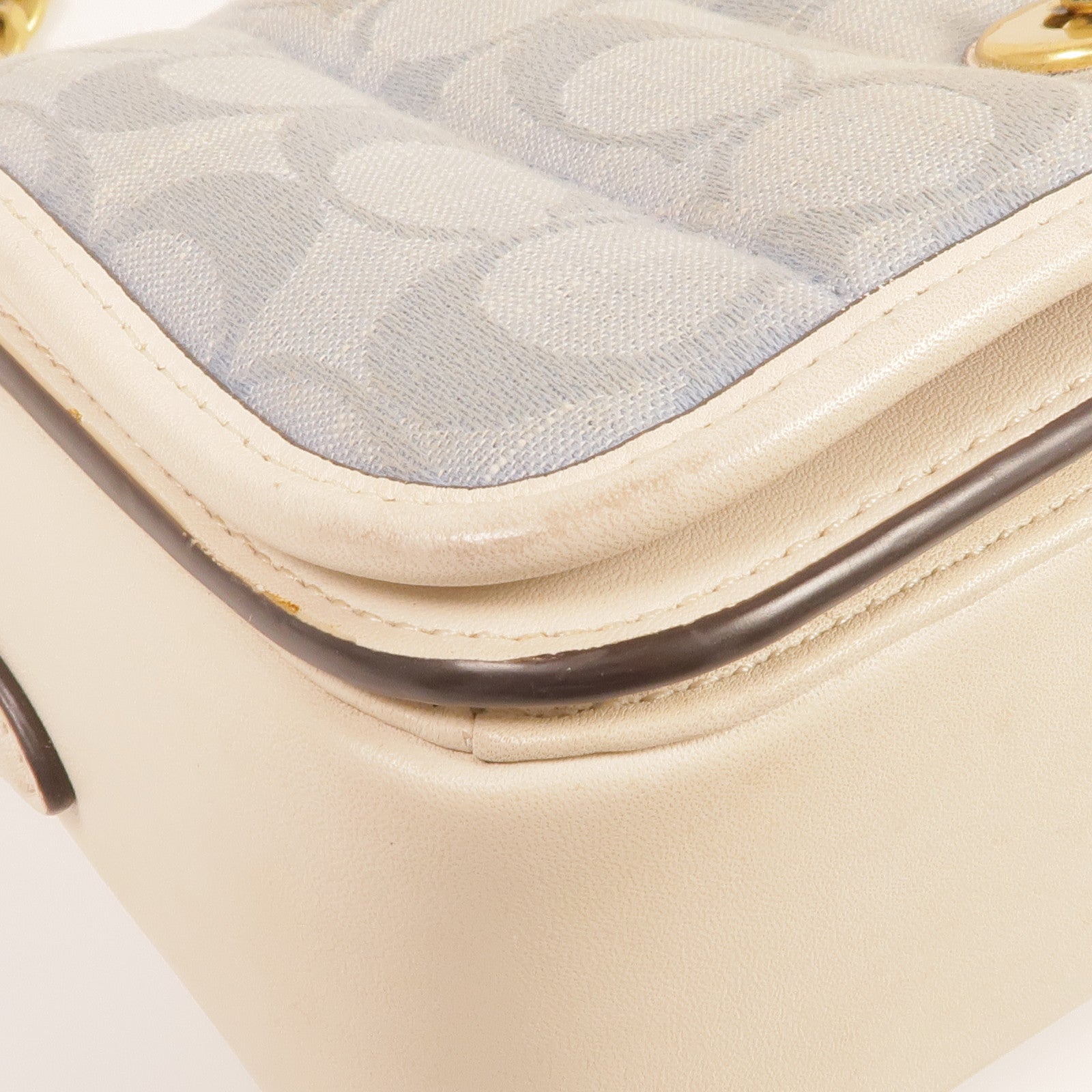 COACH 牛仔布/皮革Shoulder Bag金扣肩背袋