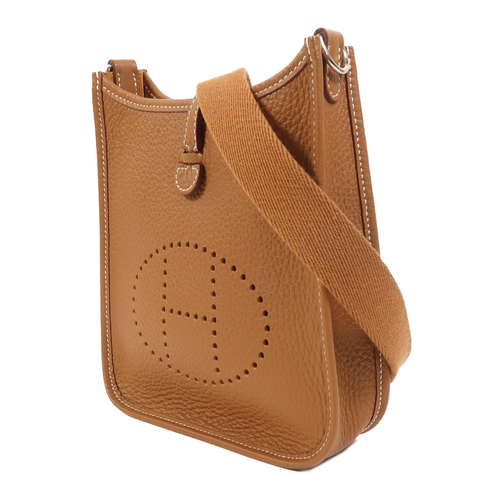 HERMES Clemence皮革Evelyne TPM銀扣肩背袋Gold