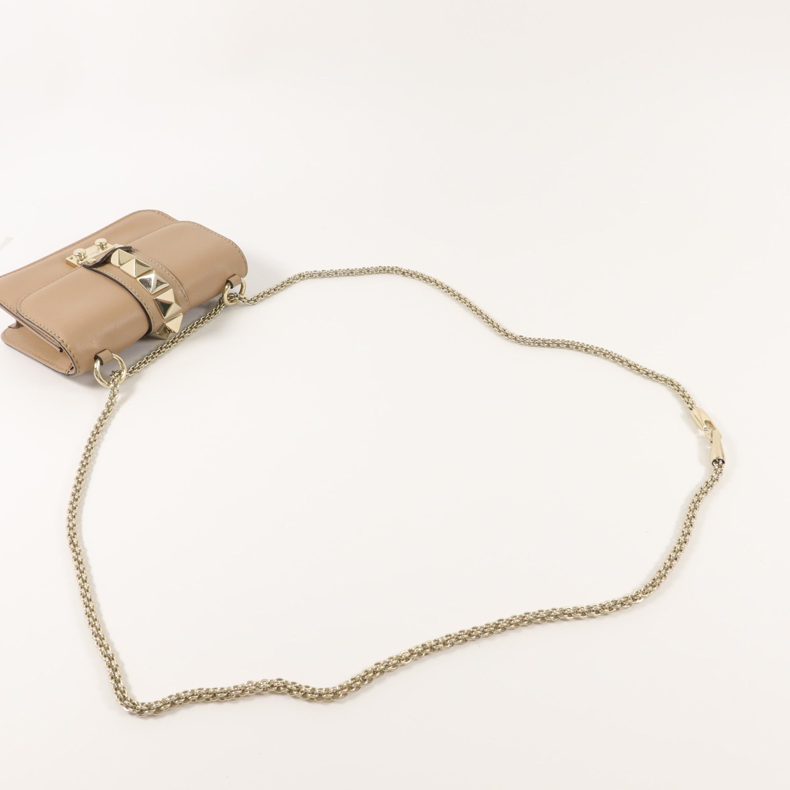 Valentino 牛皮皮革Rockstud Glam Lock Flap Bag鏈帶肩背袋