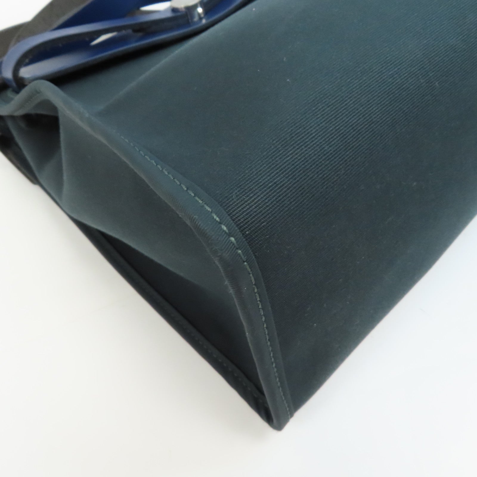 HERMES 帆布Herbag PM銀扣手挽肩背兩用袋Vert Cypres/綠色/藍色