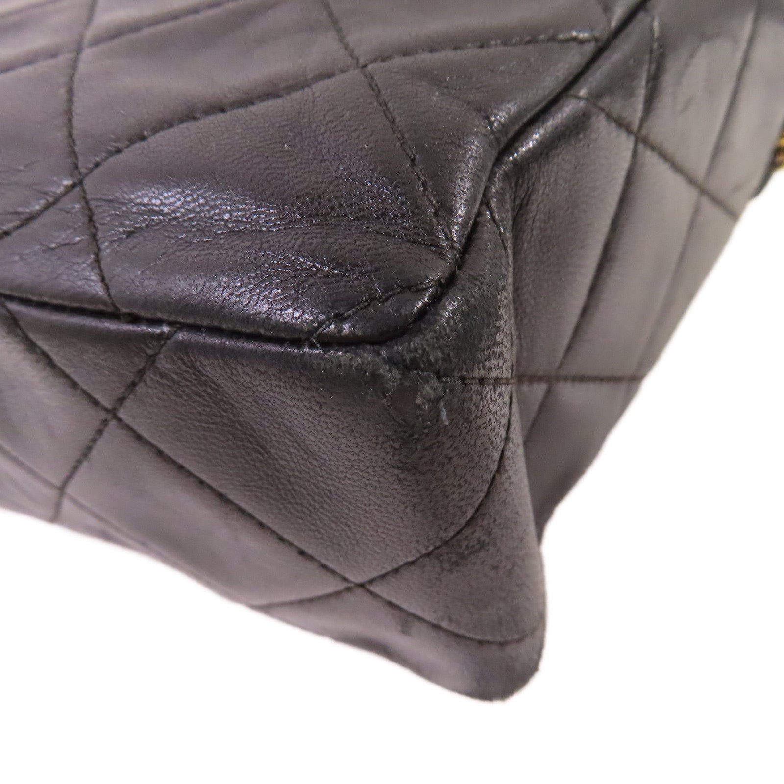 CHANEL 菱格羊皮皮革Vintage Shoulder Bag金扣肩背袋黑色