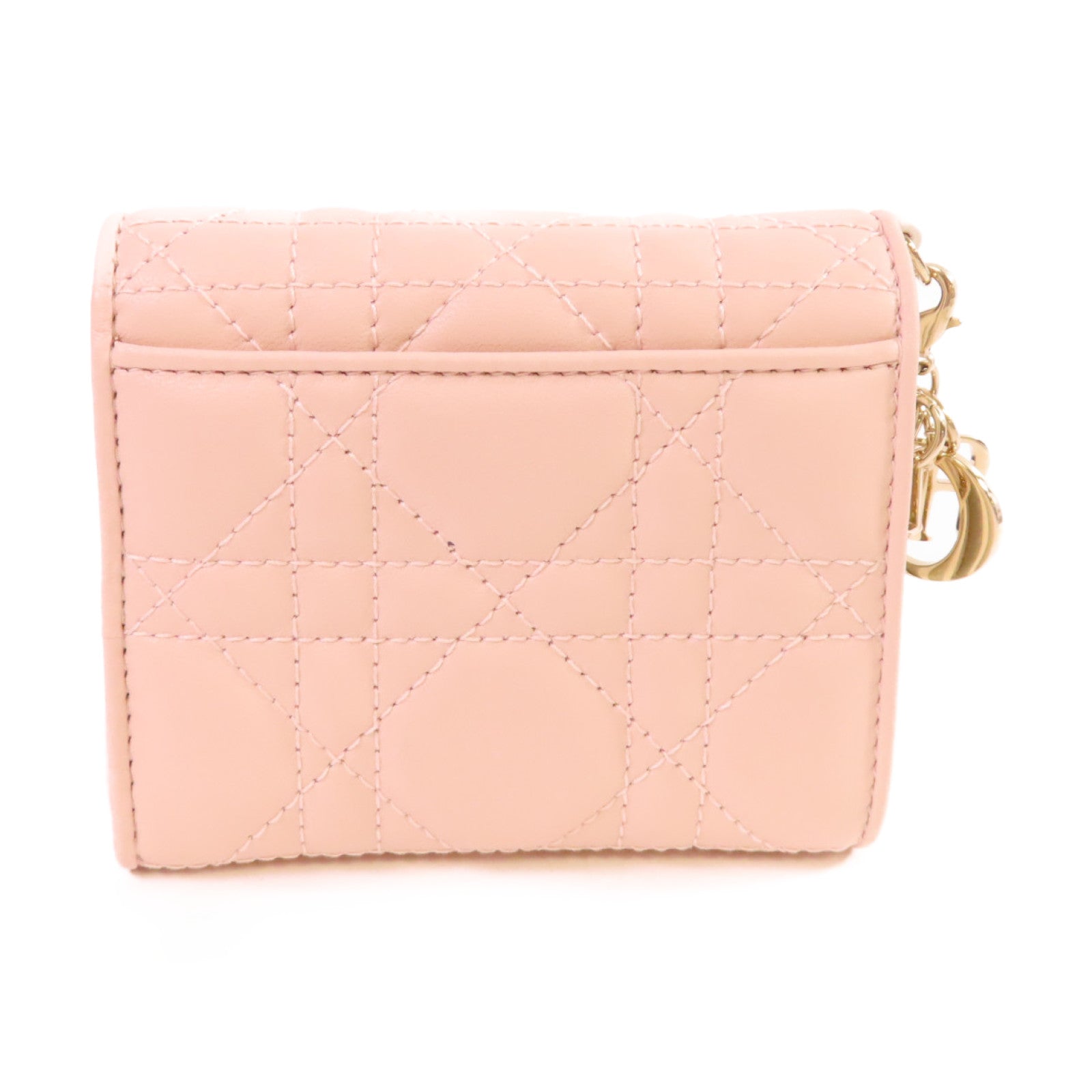 Dior 羊皮皮革Lady Dior Lotus Wallet金扣短錢包粉紅色