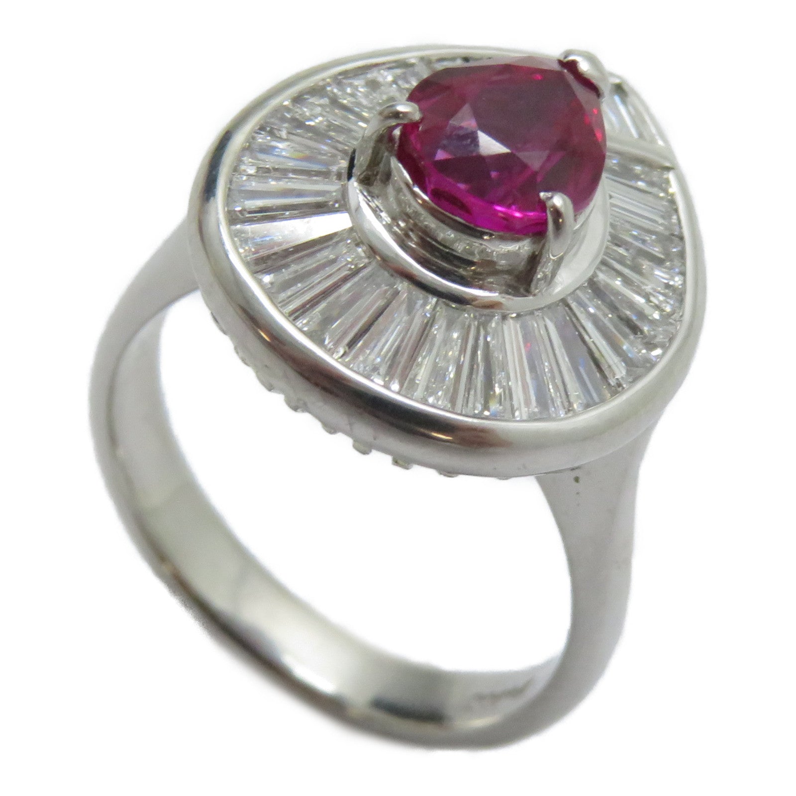JEWELRY PT900鉑金Ruby Ring 1.34ct紅寶石/1.01ct鑚石戒指US#6.25