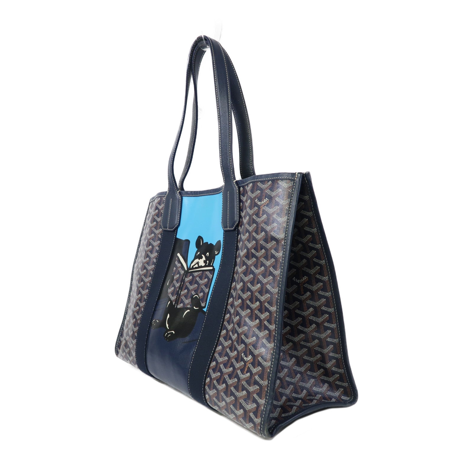 GOYARD 塗層帆布/皮革Villette肩背袋藍色