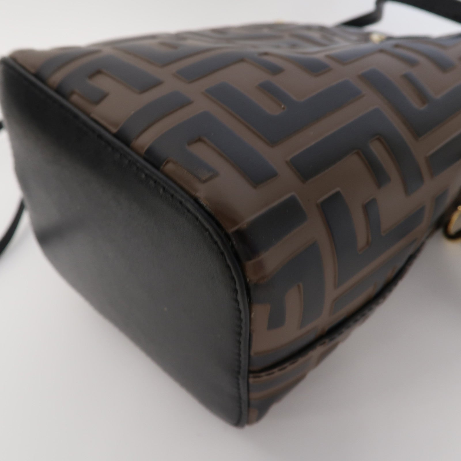 FENDI 牛皮皮革Mon Tresor金扣手挽肩背兩用袋啡色