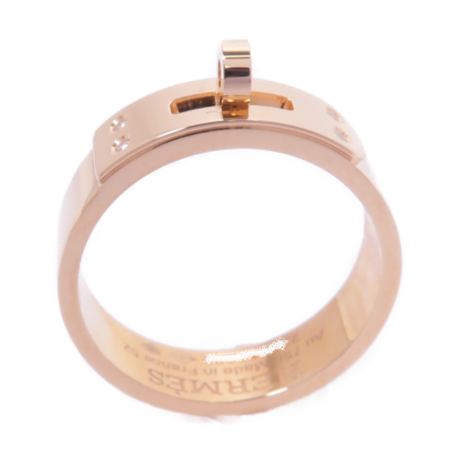 HERMES 18K玫瑰金Bague Kelly PM戒指Hermes#52 US#6