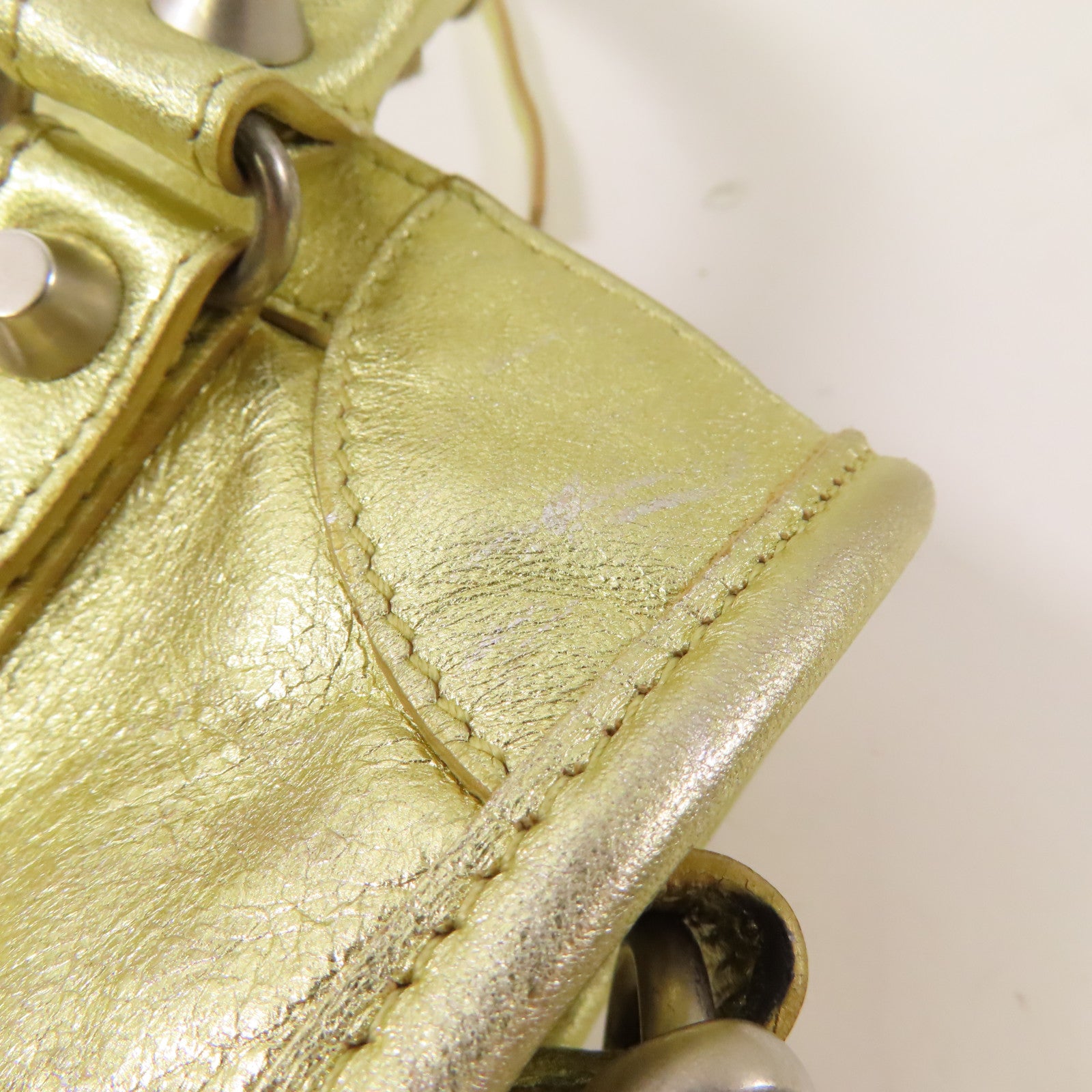 BALENCIAGA 牛皮皮革Mini City銀扣手挽肩背兩用袋