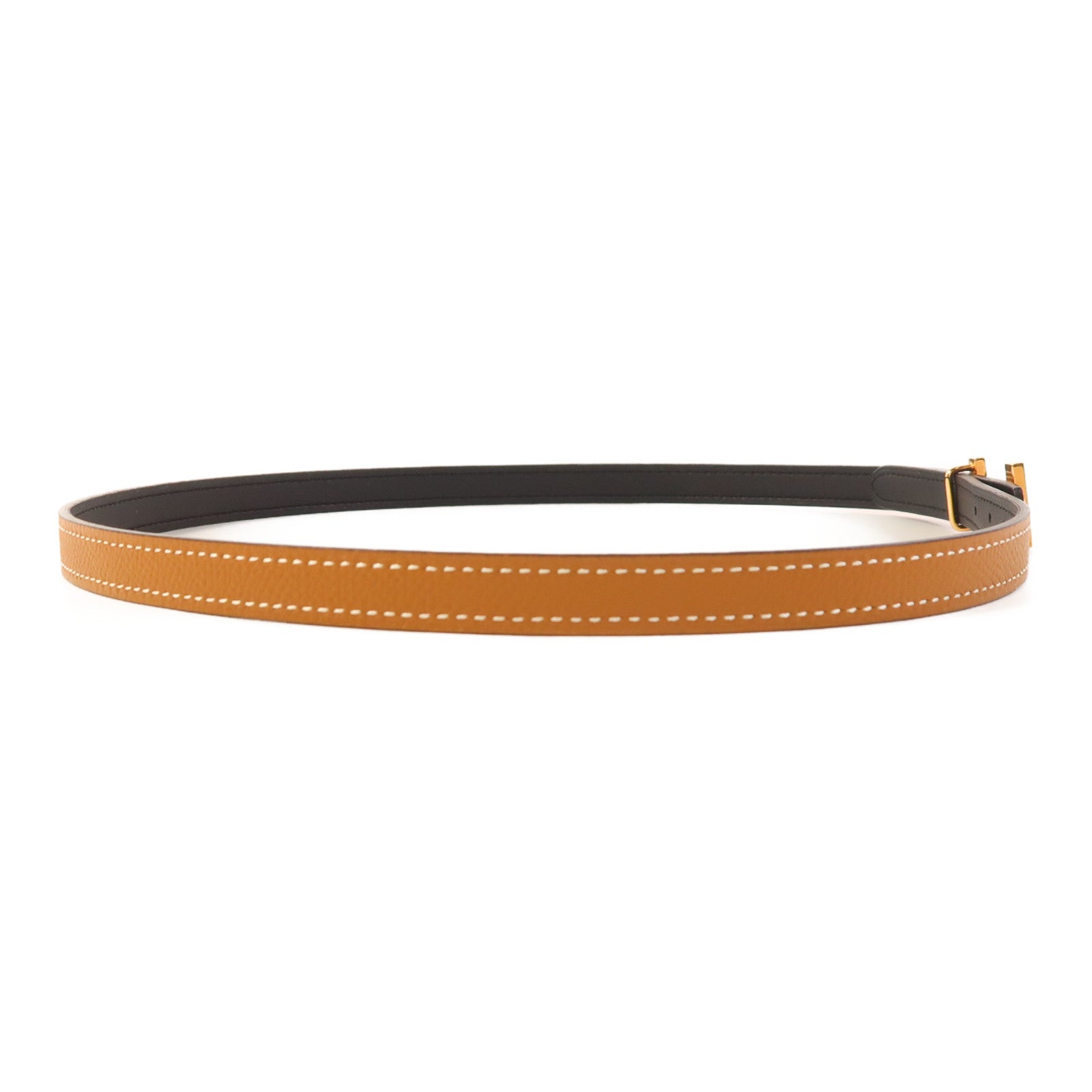 HERMES Epsom皮革/Swift皮革Focus Belt Buckle金扣皮帶Gold/Noir