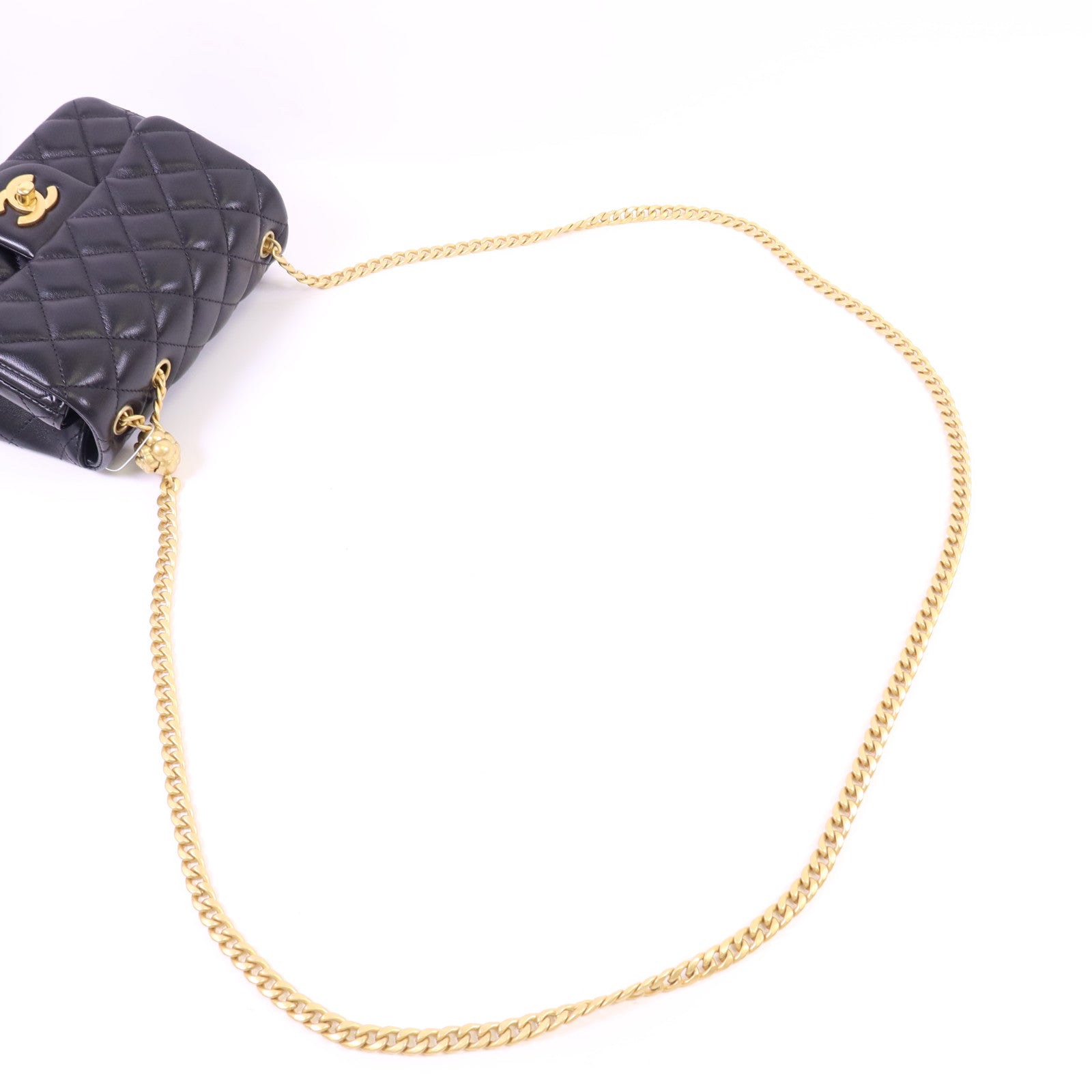 CHANEL 羊皮皮革Mini Classic 17金扣鏈帶肩背袋
