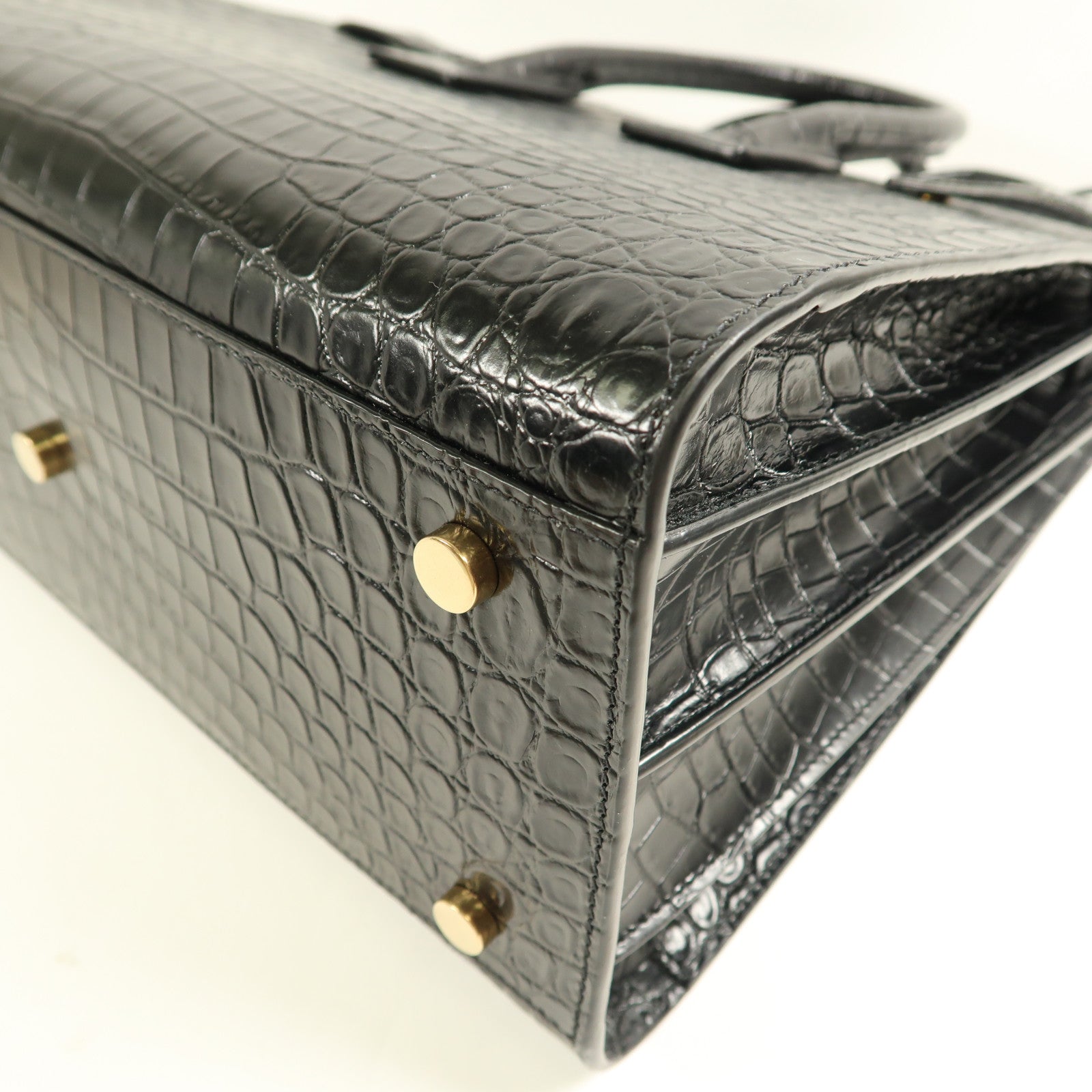 YVES SAINT LAURENT 鱷魚皮革Sac De Jour金扣手挽肩背兩用袋