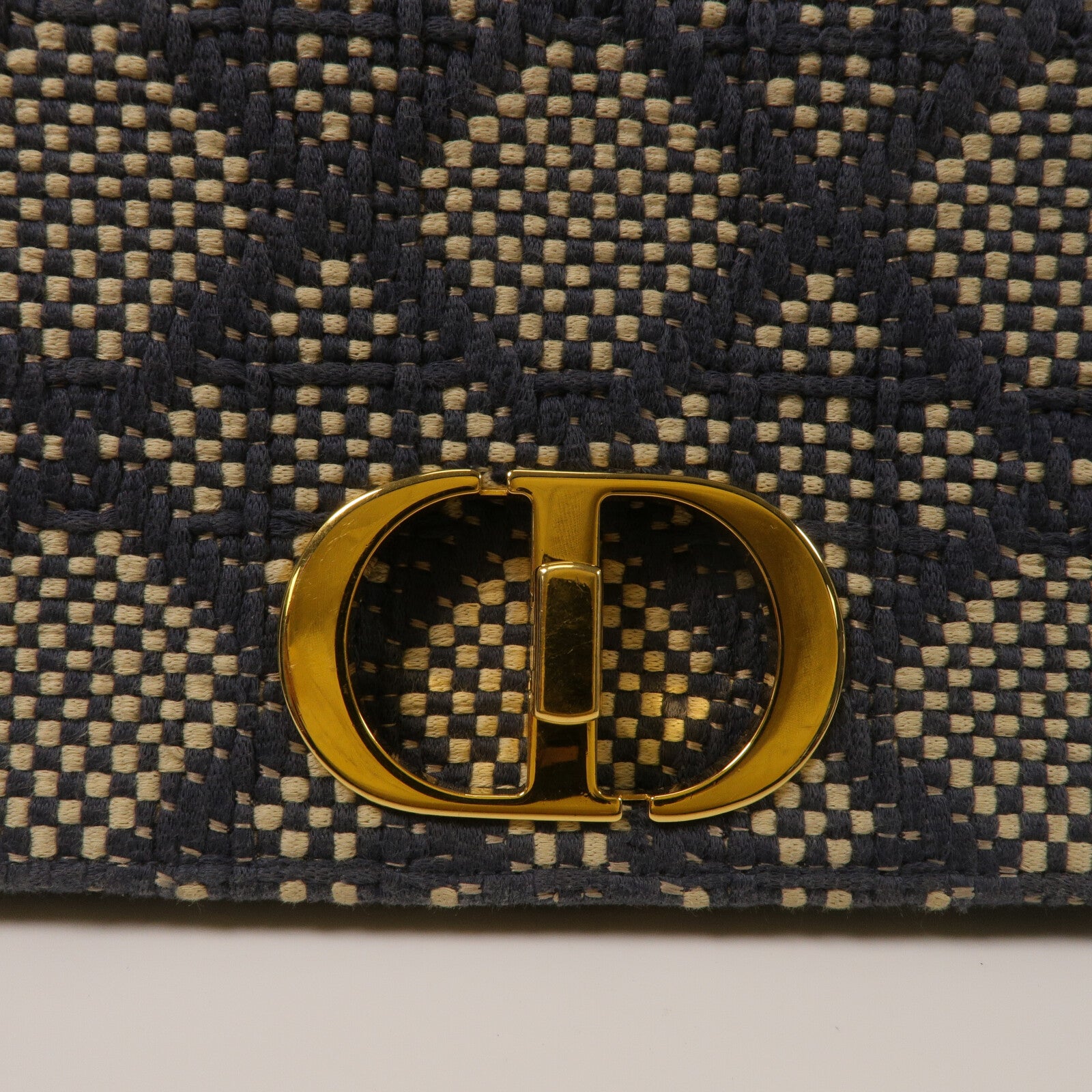 Dior Tweed/牛皮皮革Caro Medium鏈帶肩背袋
