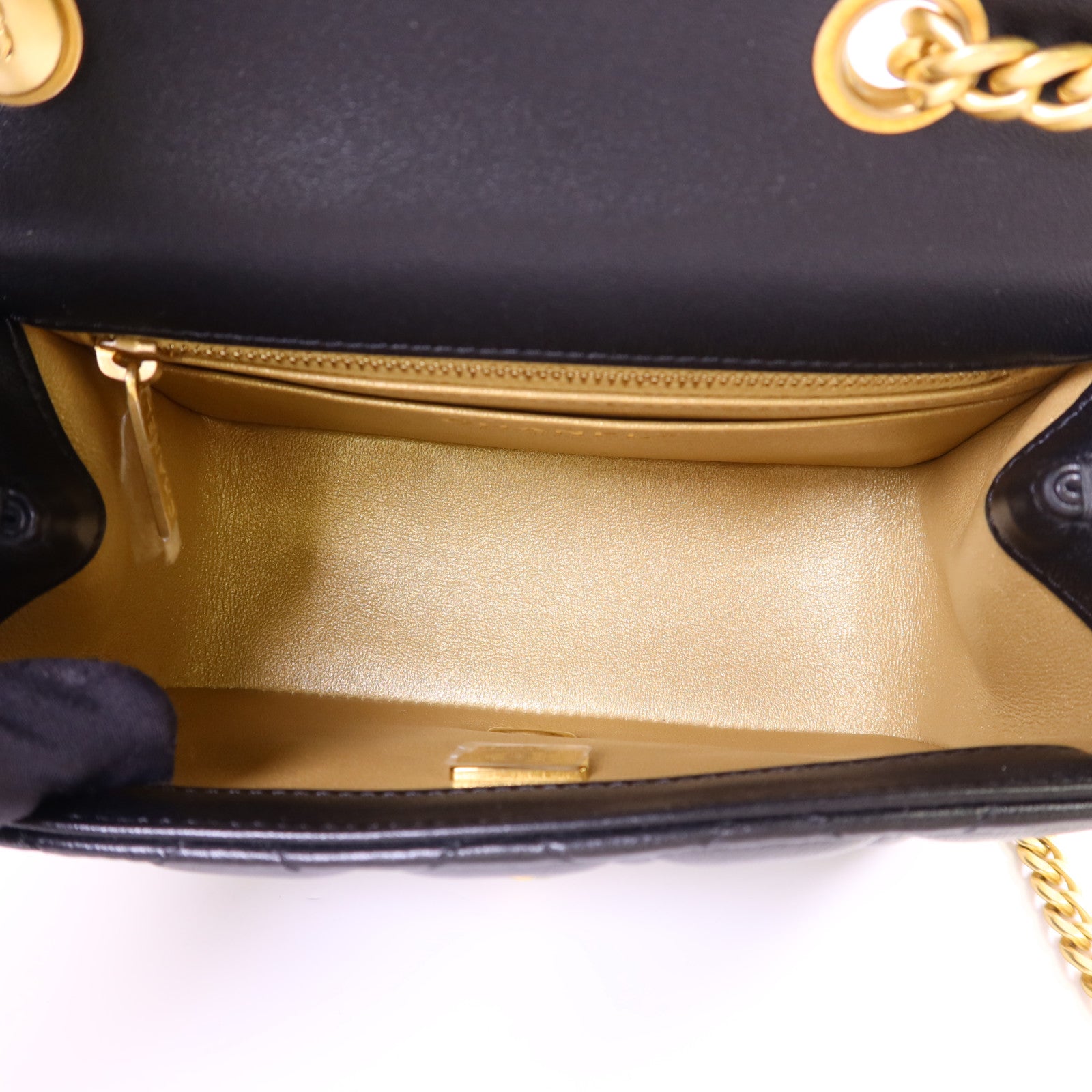 CHANEL 羊皮皮革Mini Classic 17金扣鏈帶肩背袋