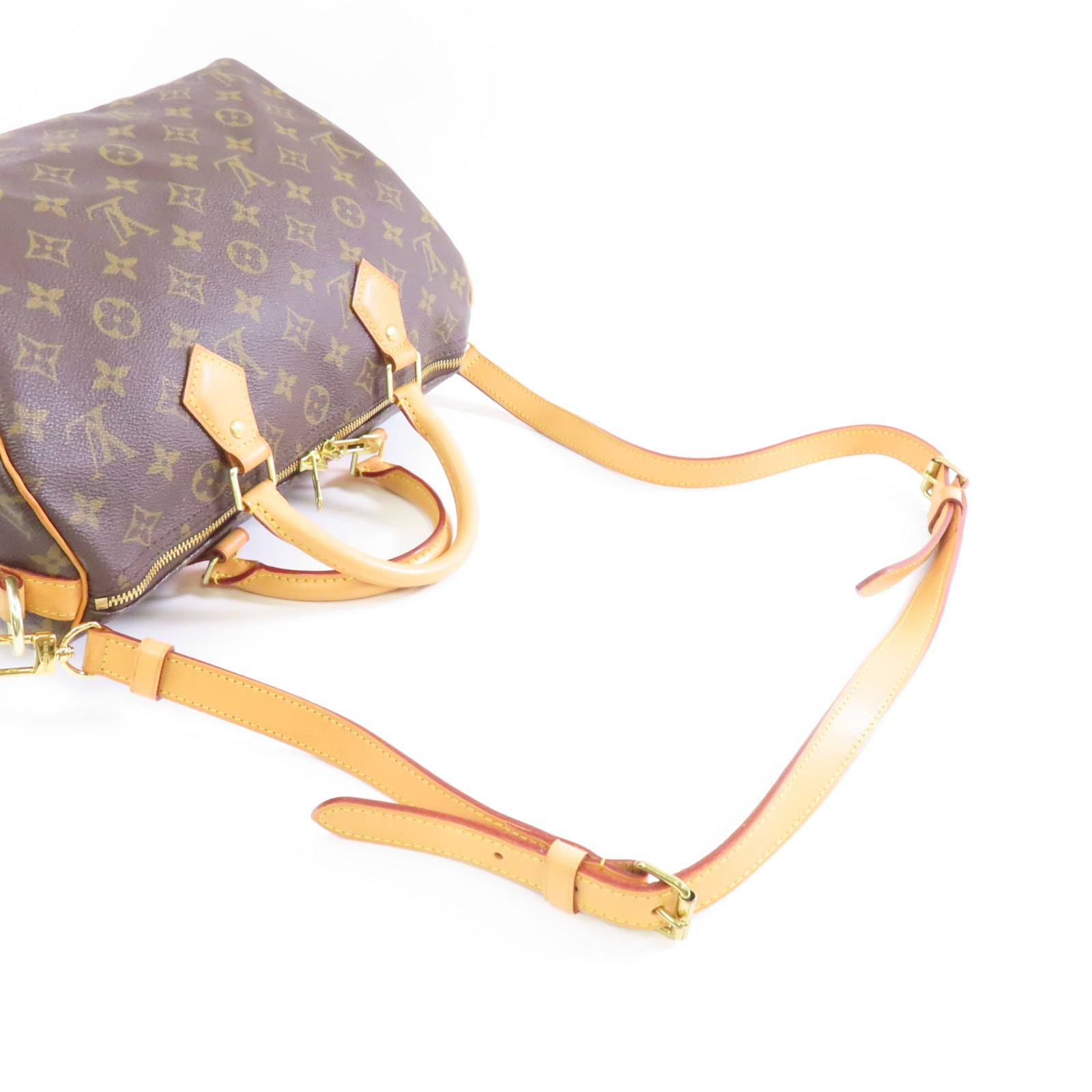LOUIS VUITTON Monogram Speedy Bandouliere 30金扣手挽肩背兩用袋啡色
