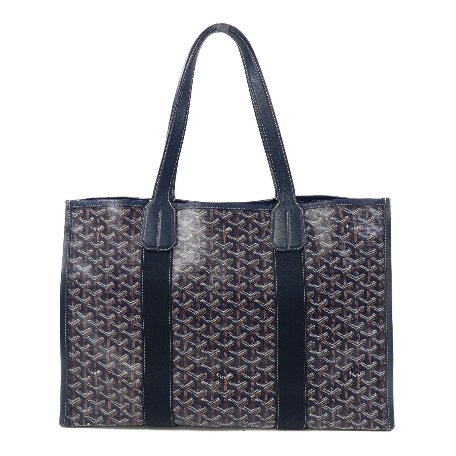 GOYARD 塗層帆布/皮革Villette肩背袋藍色