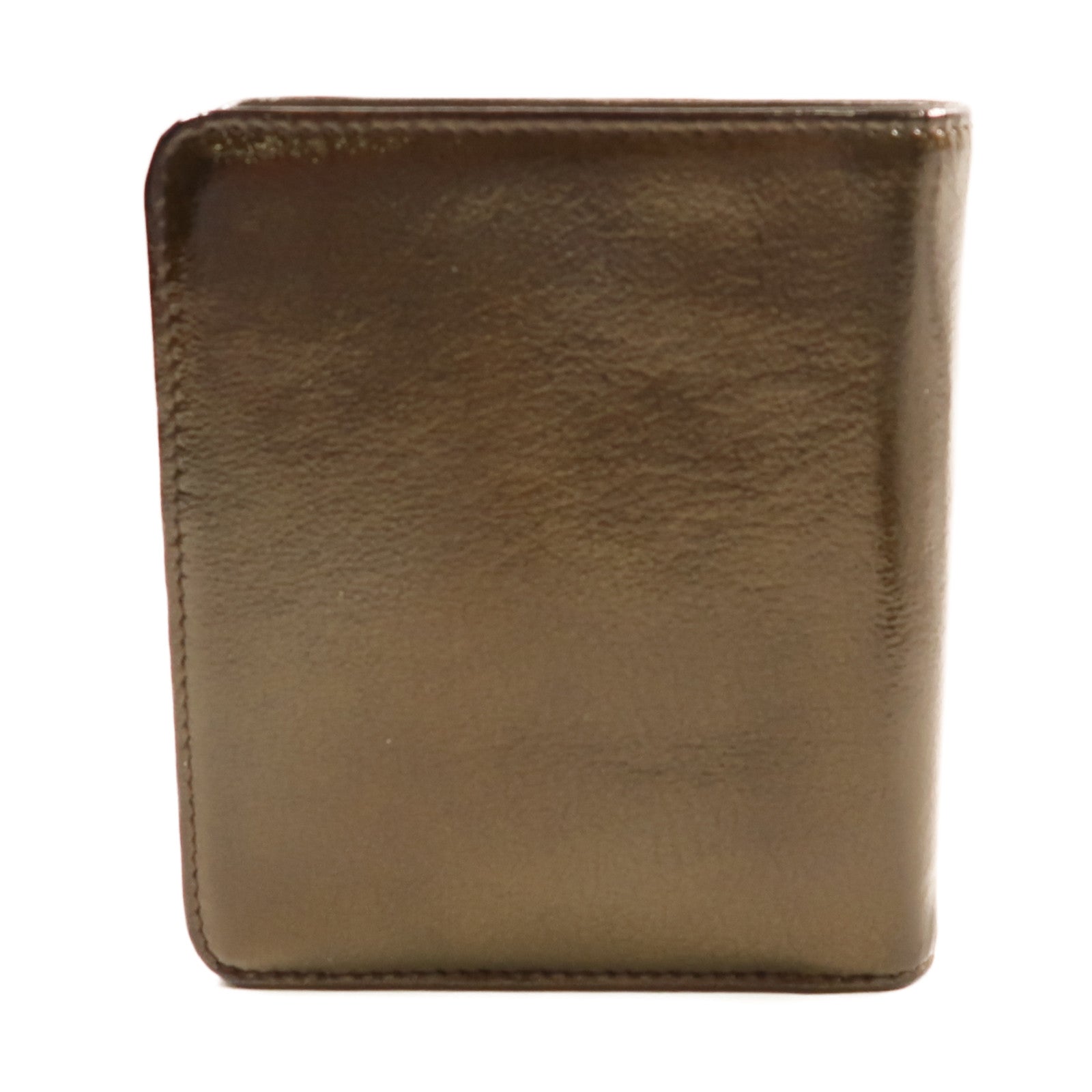 CHANEL 漆皮皮革Wallet銀扣錢包啡色