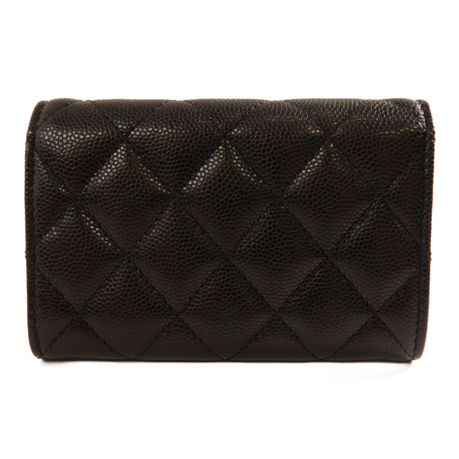 CHANEL 牛皮皮革Card Case銀扣卡片套黑色