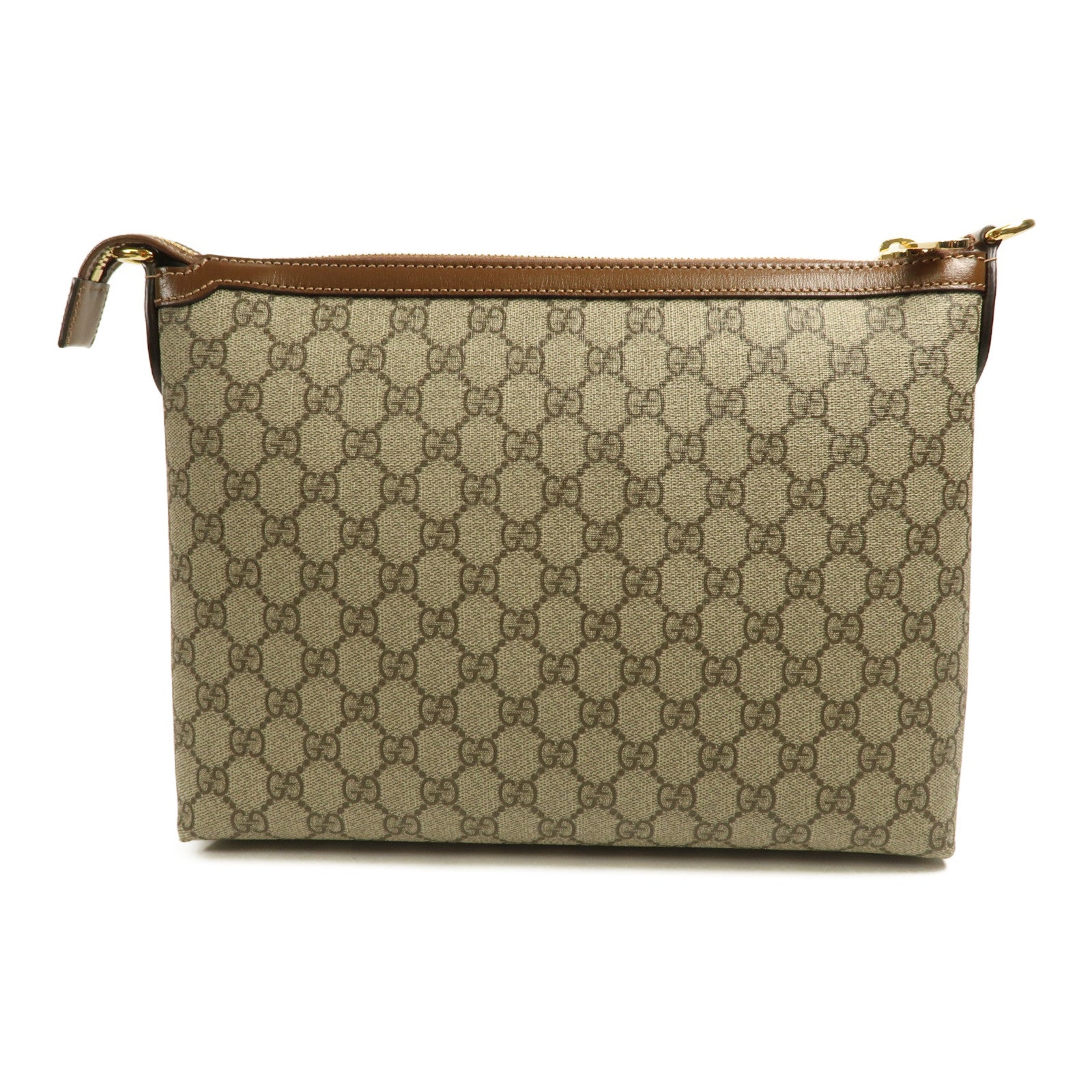 GUCCI 塗層帆布Interlocking G金扣肩背袋啡色