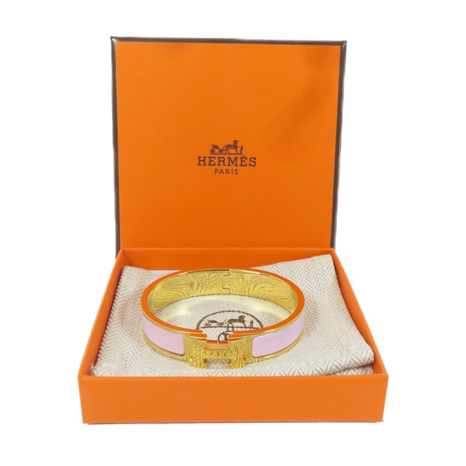 HERMES 金屬Clic H Bracelet手鐲粉紅色