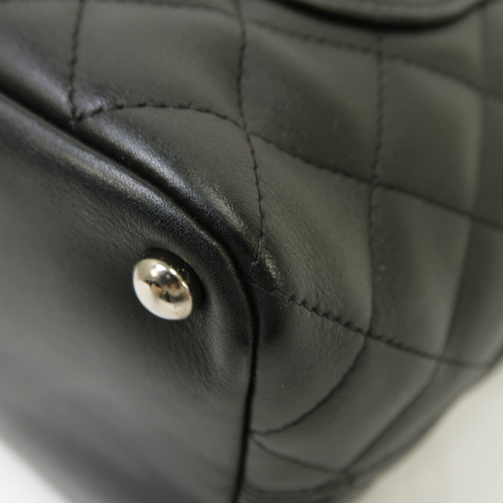 CHANEL 【激減優惠】牛皮皮革Cambon Tote銀扣手挽袋黒色
