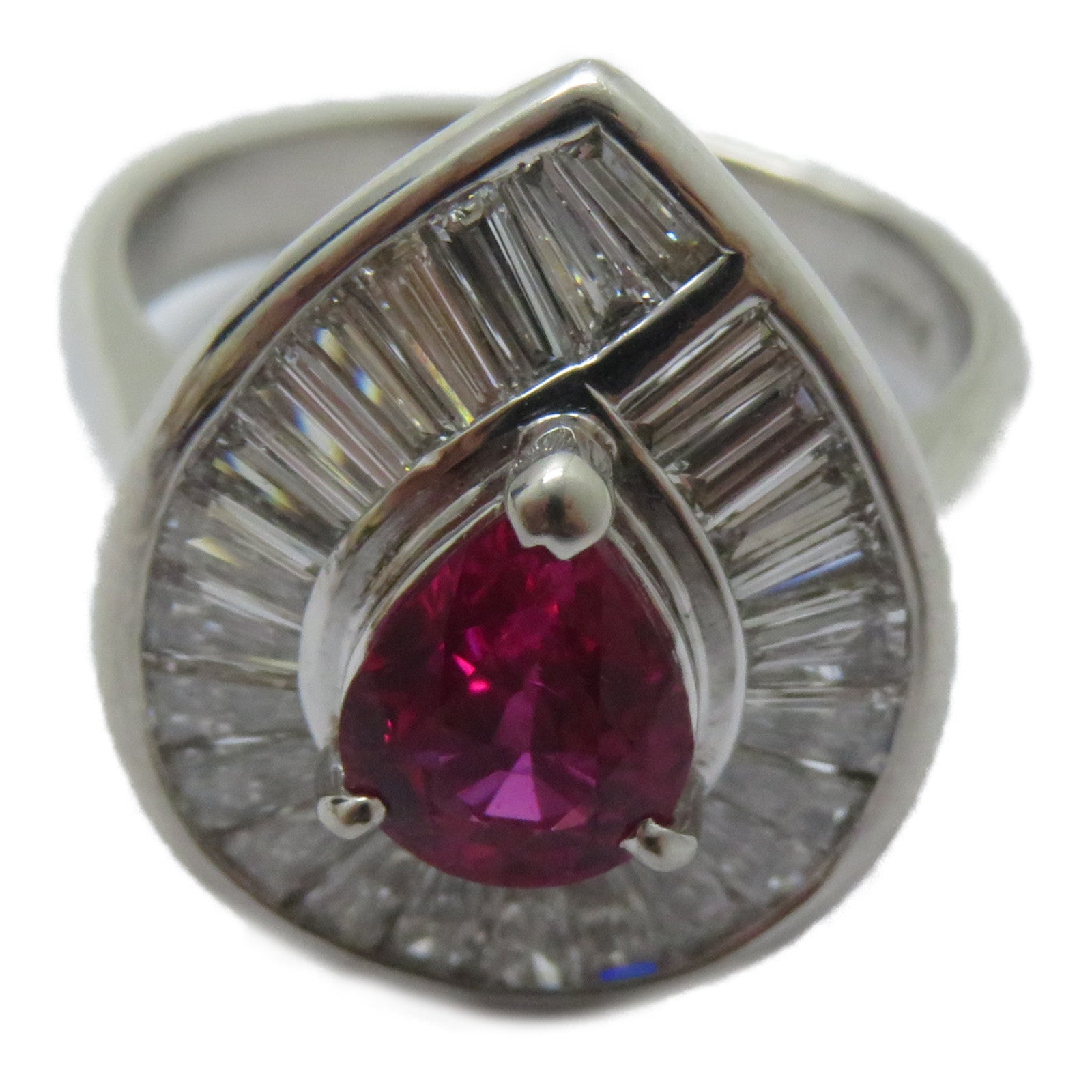 JEWELRY PT900鉑金Ruby Ring 1.34ct紅寶石/1.01ct鑚石戒指US#6.25