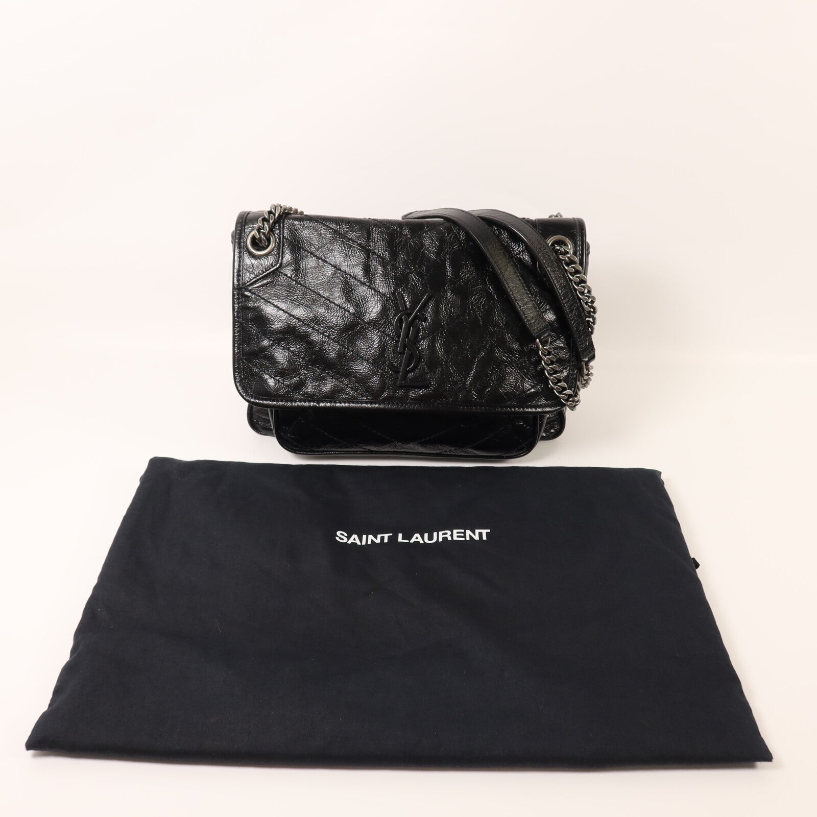 SAINT LAURENT 牛皮皮革Niki Medium銀扣鏈帶肩背袋