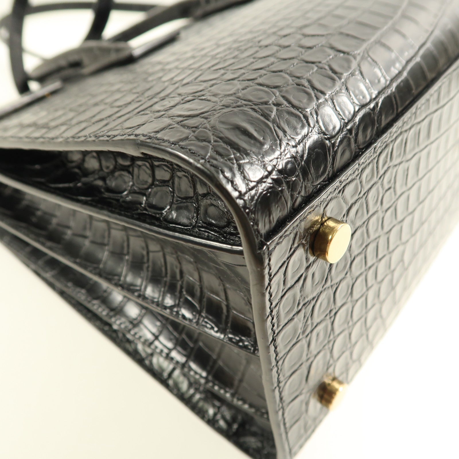 YVES SAINT LAURENT 鱷魚皮革Sac De Jour金扣手挽肩背兩用袋