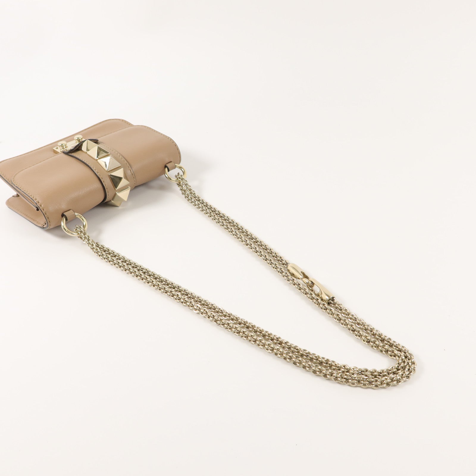 Valentino 牛皮皮革Rockstud Glam Lock Flap Bag鏈帶肩背袋