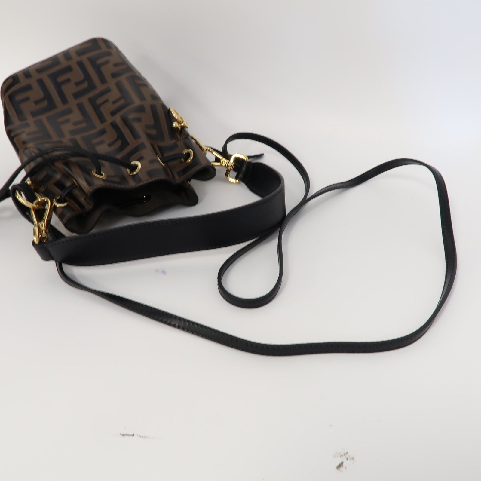 FENDI 牛皮皮革Mon Tresor金扣手挽肩背兩用袋啡色