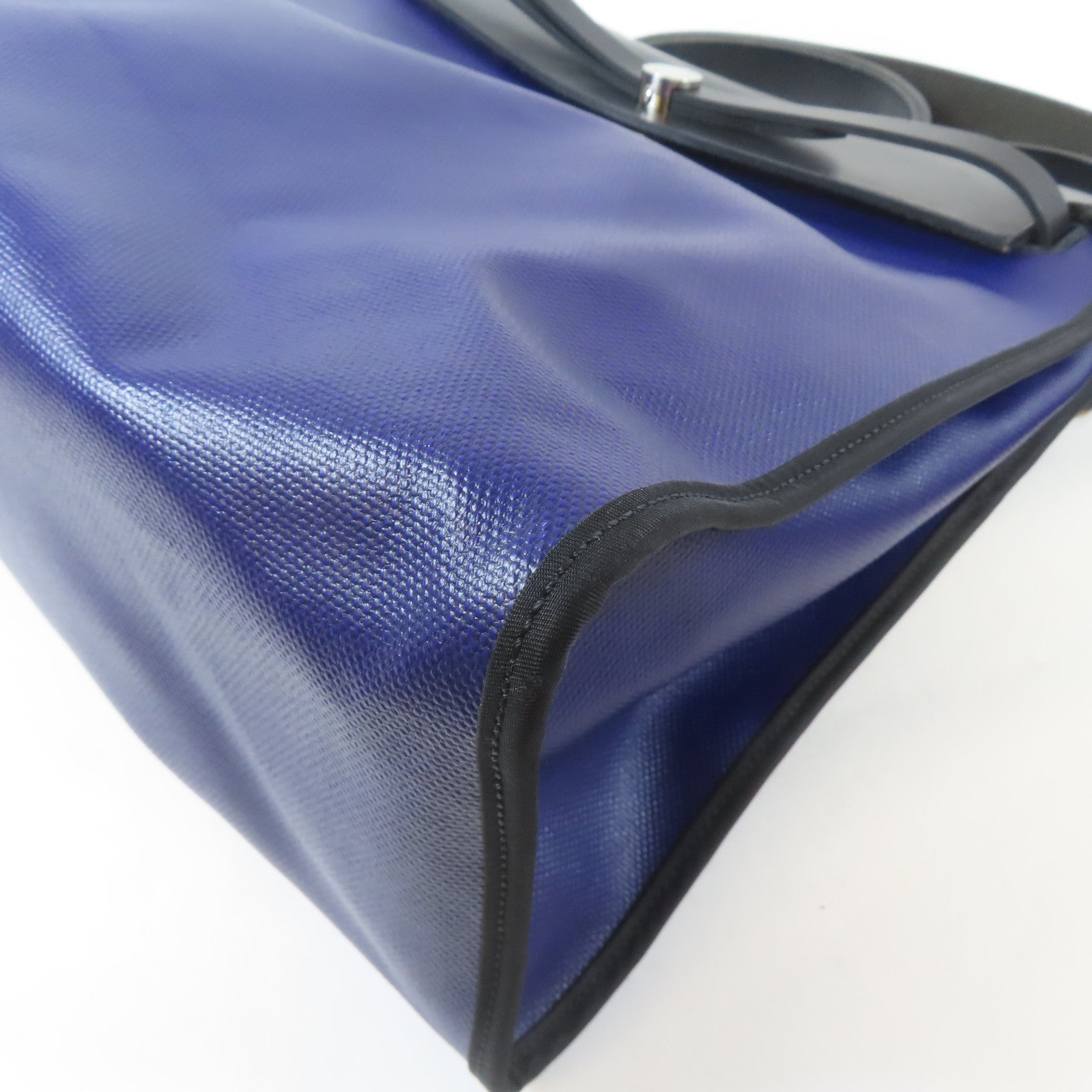 HERMES 塗層帆布Herbag MM銀扣手挽肩背兩用袋紫色/黑色