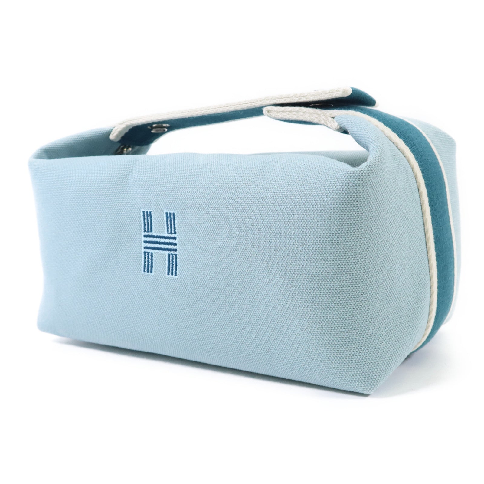 HERMES 帆布Bride-A-Brac Small銀扣手挽袋