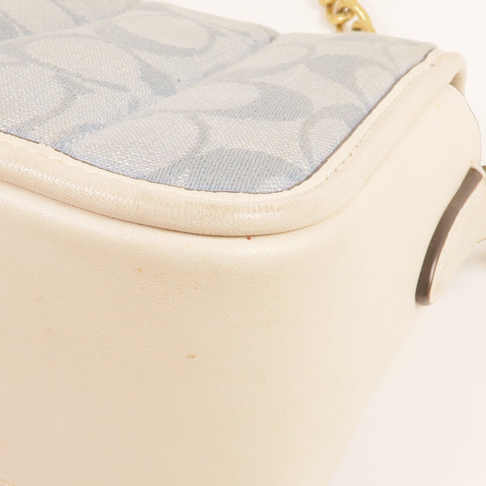 COACH 牛仔布/皮革Shoulder Bag金扣肩背袋