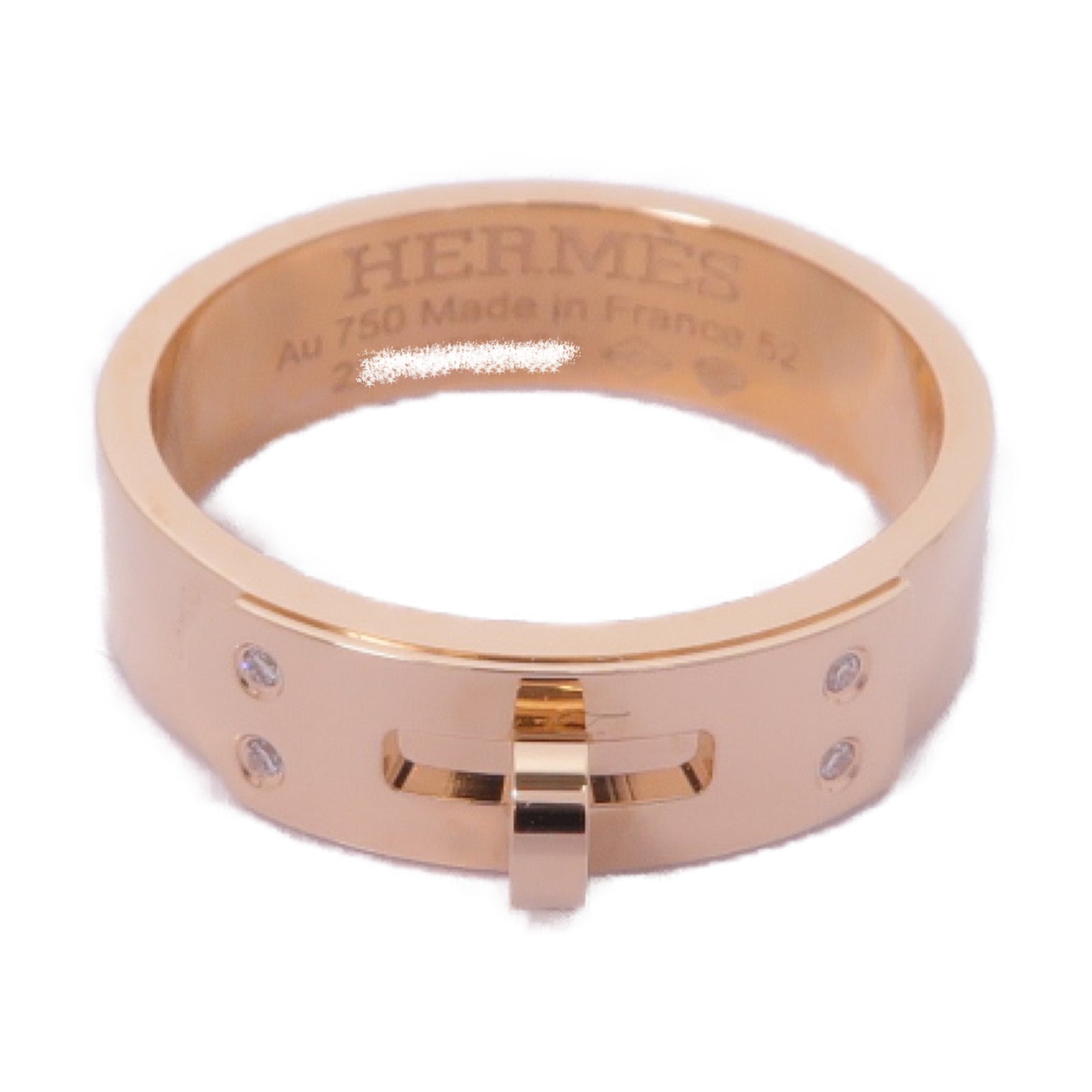 HERMES 18K玫瑰金Bague Kelly PM戒指Hermes#52 US#6