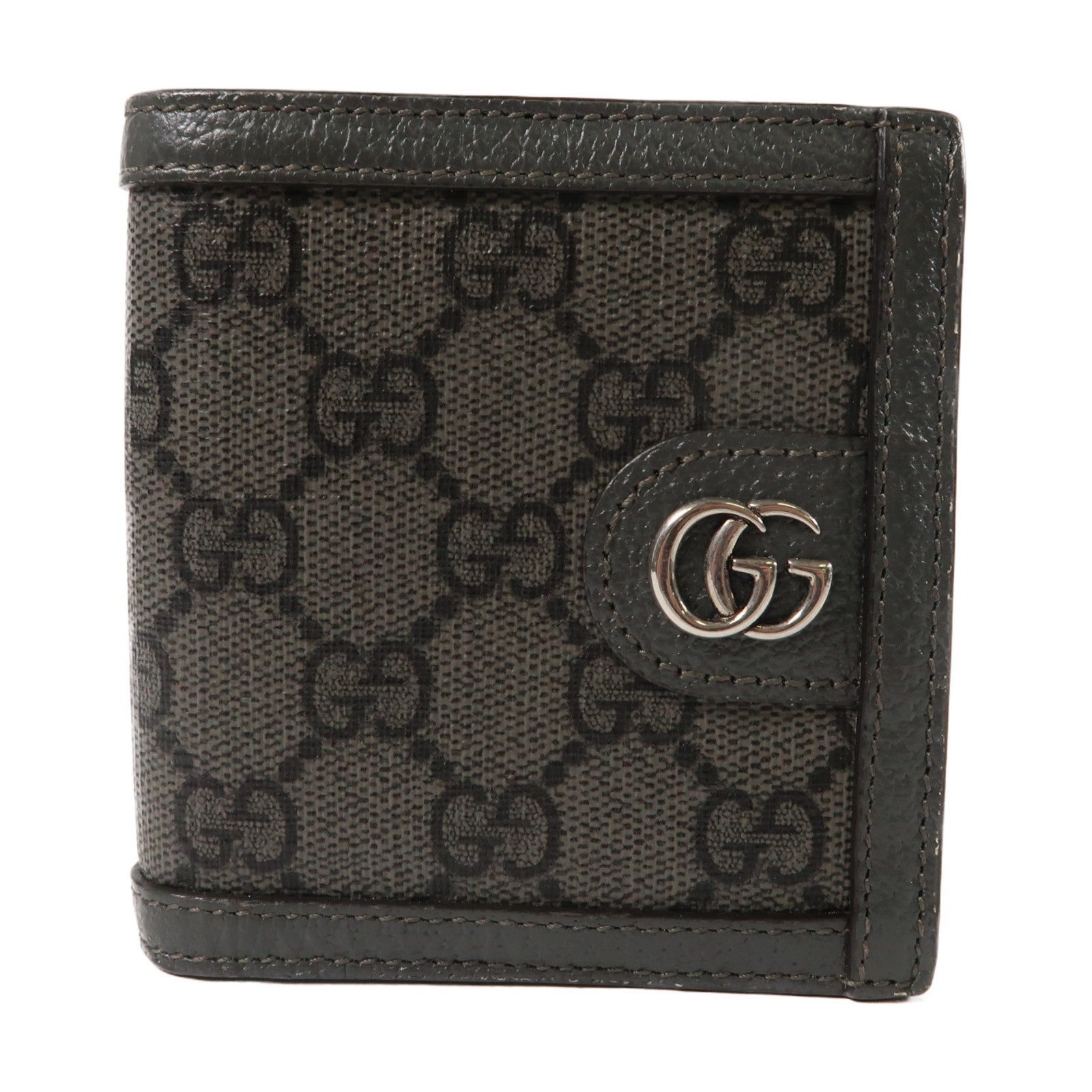 GUCCI 【激減優惠】塗層帆布Ophidia GG Wallet銀扣折疊錢包灰色