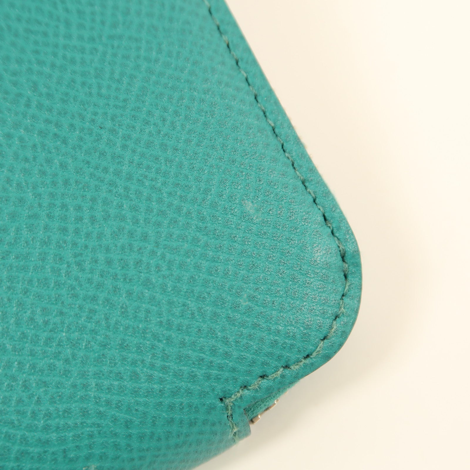 HERMES Epsom皮革Silk In Compact Wallet銀扣錢包Bleu Paon