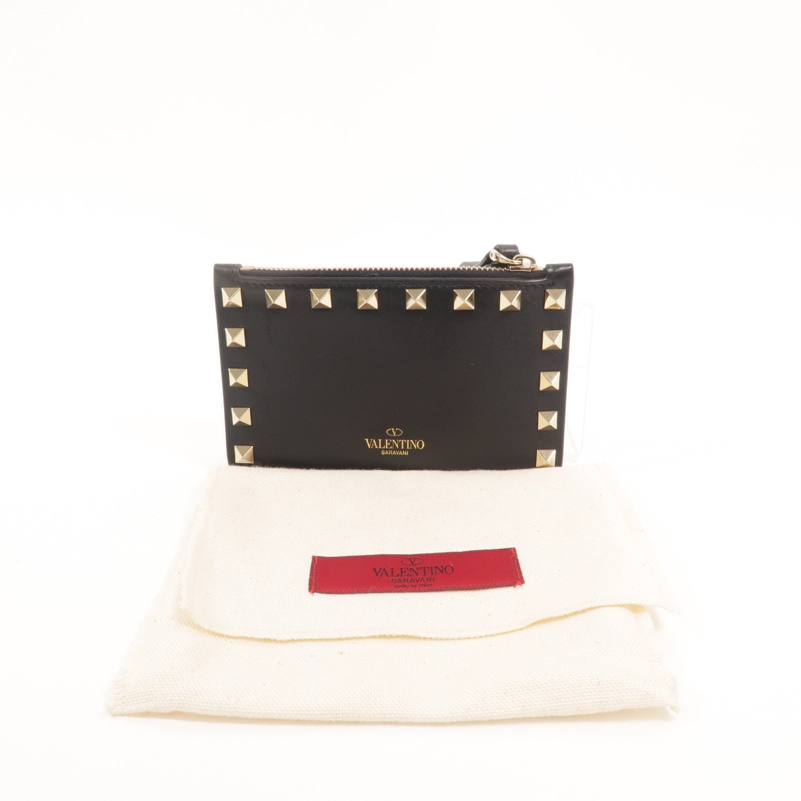 Valentino 牛皮皮革Rockstud Zipped Card Holder卡片套