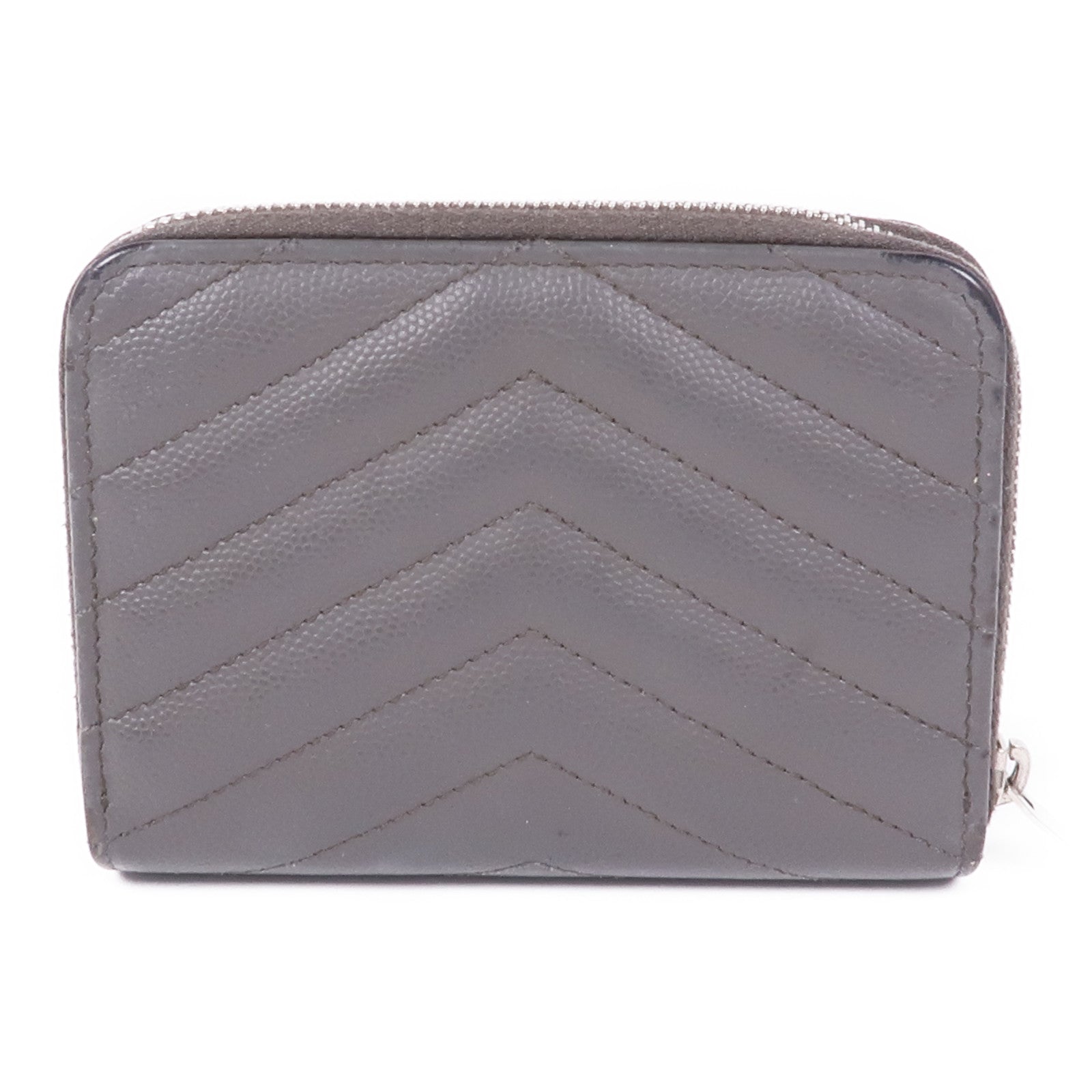 YVES SAINT LAURENT YSL Wallet Calfskin Leather Grey