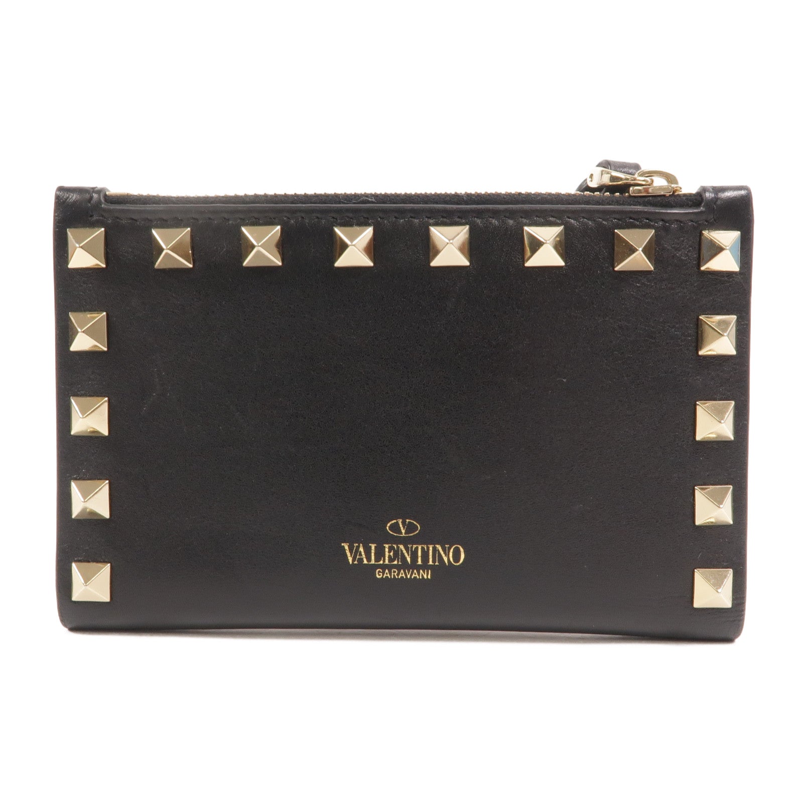 Valentino 牛皮皮革Rockstud Zipped Card Holder卡片套