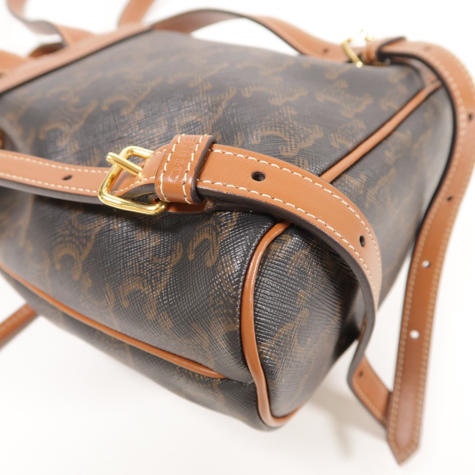 CELINE 塗層帆布Triomphe Backpack金扣背包