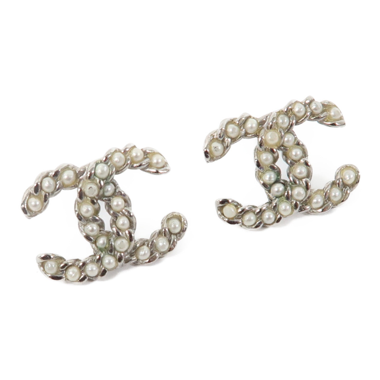 CHANEL 金屬Earrings耳環白色