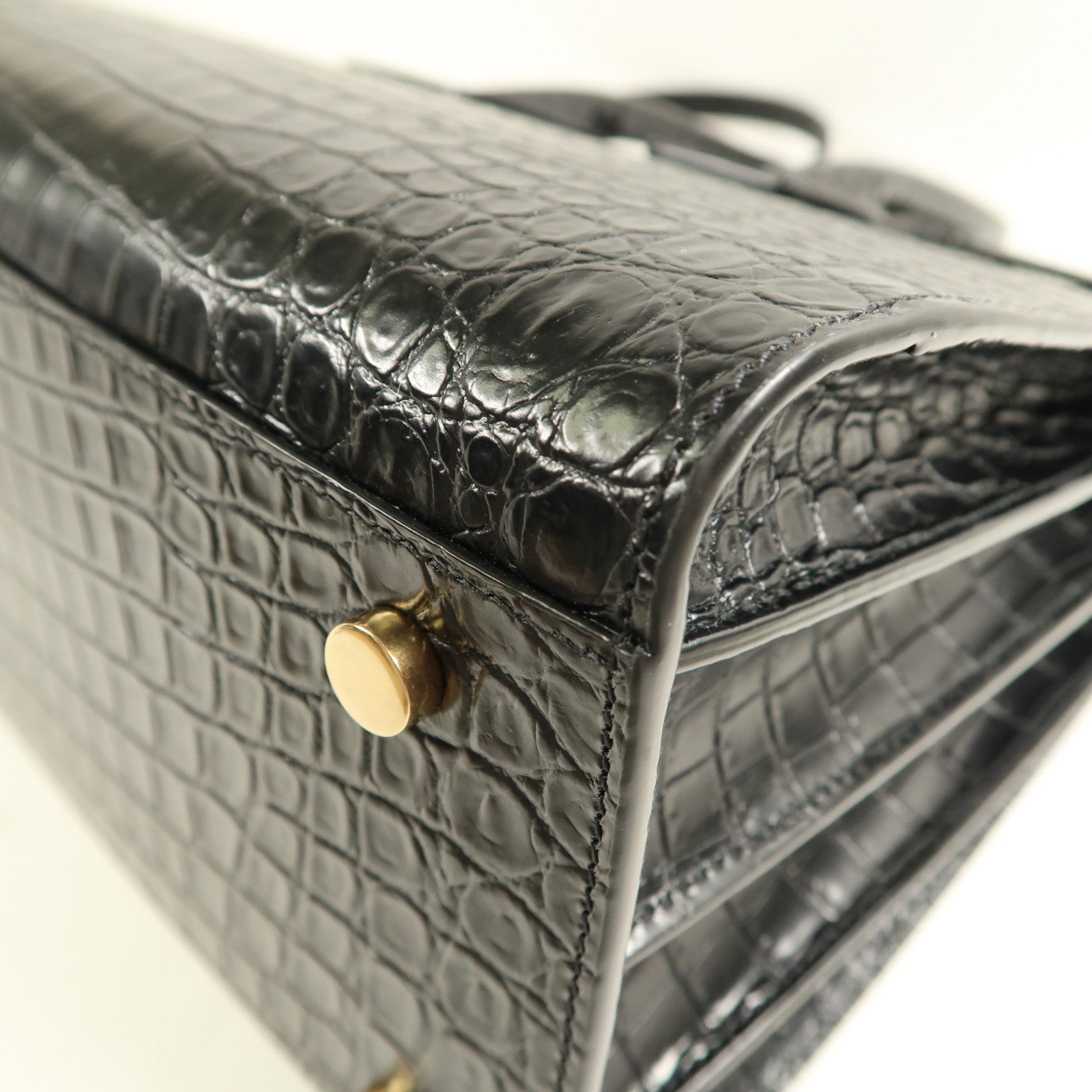 YVES SAINT LAURENT 鱷魚皮革Sac De Jour金扣手挽肩背兩用袋